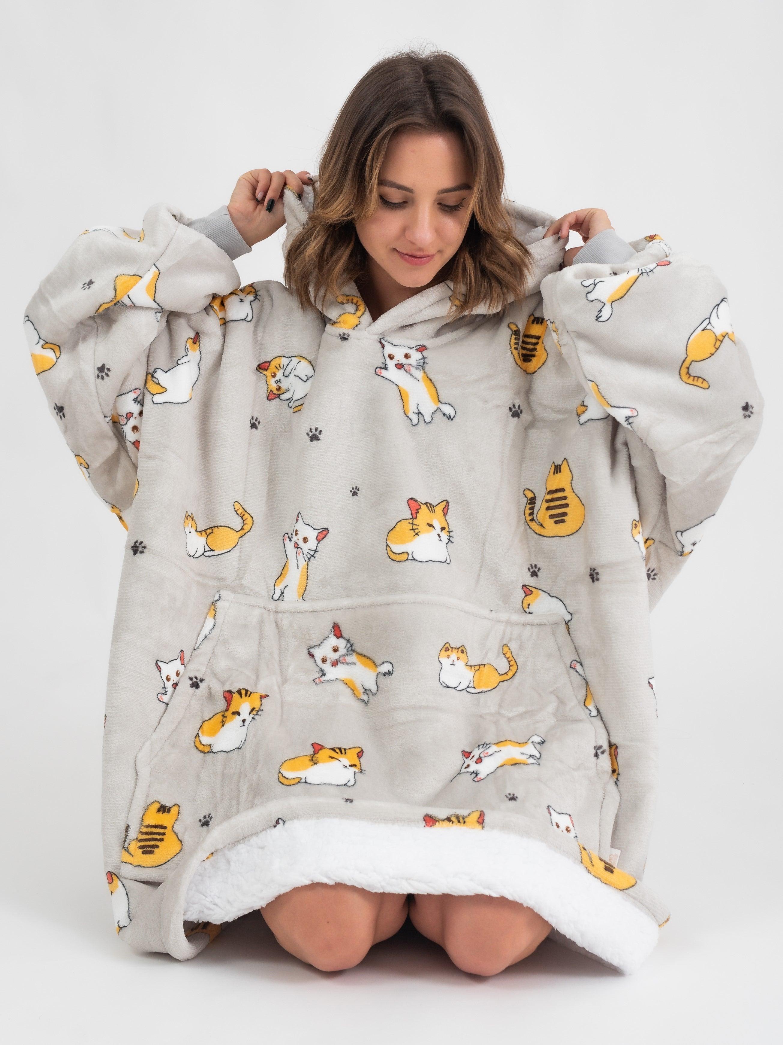 Moletom Oversized Com Capuz Gatinhos