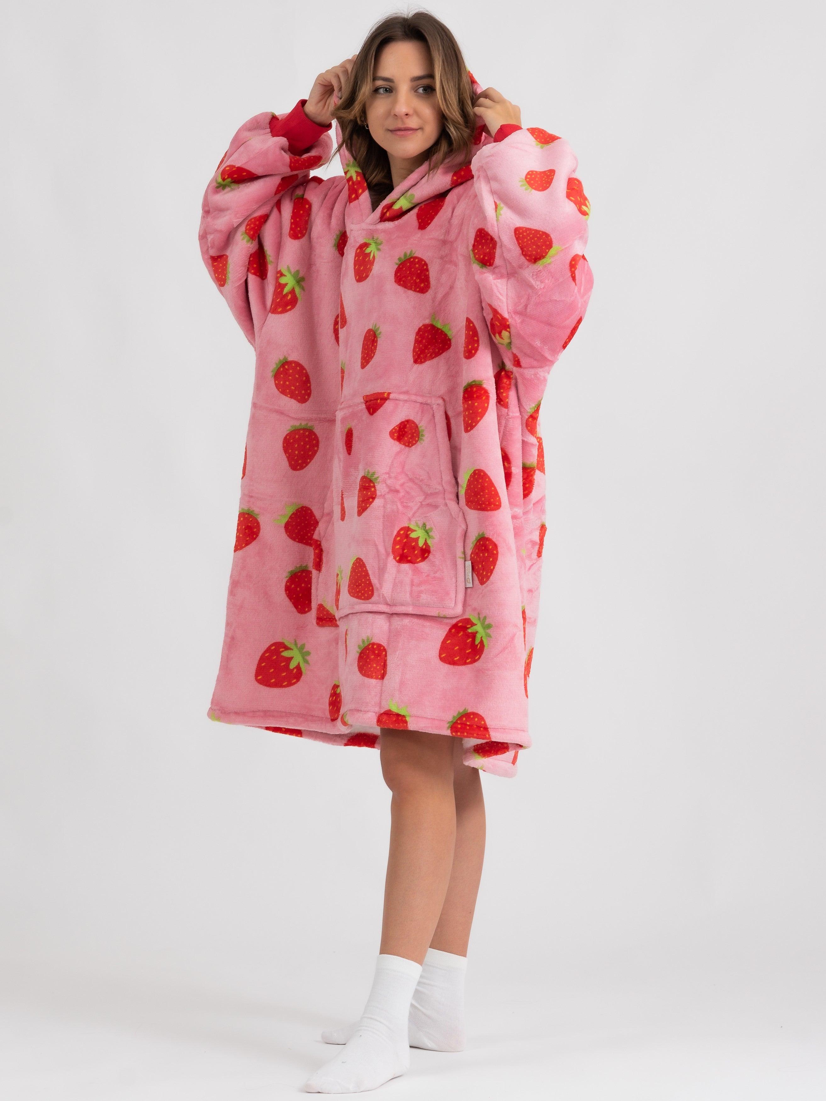 Moletom Oversized Com Capuz Morango