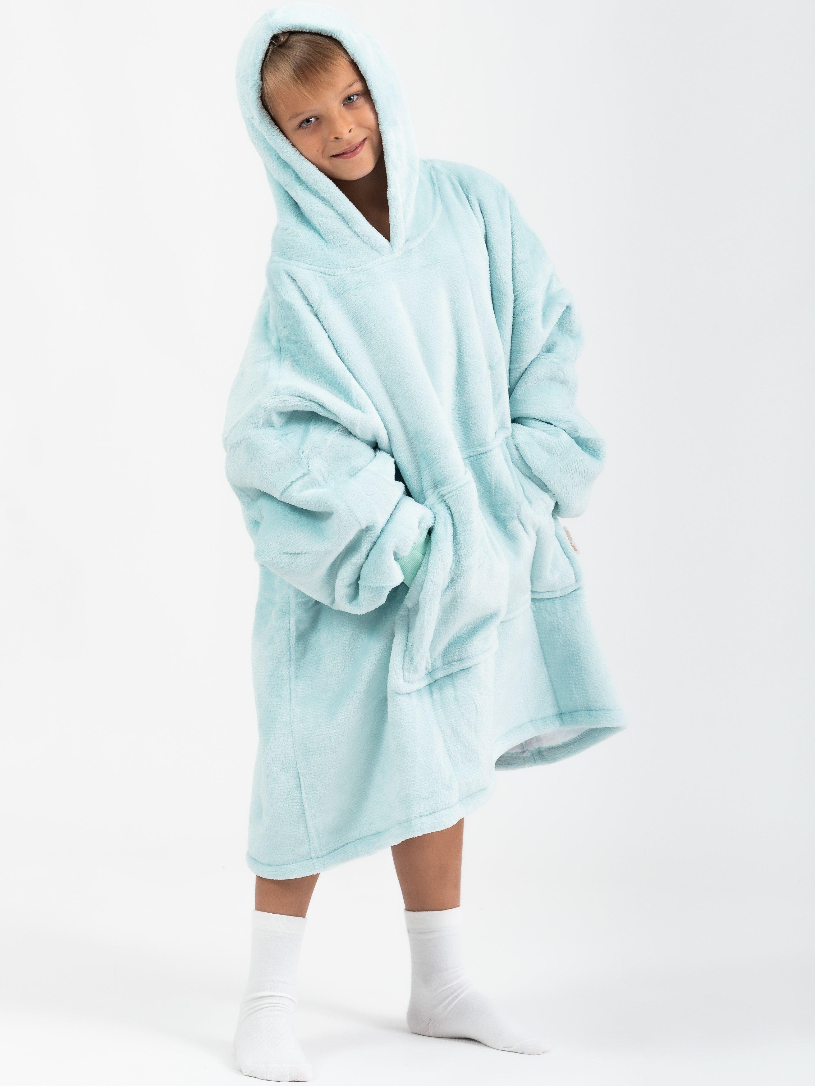 Moletom Oversized Com Capuz Kids Azul Claro