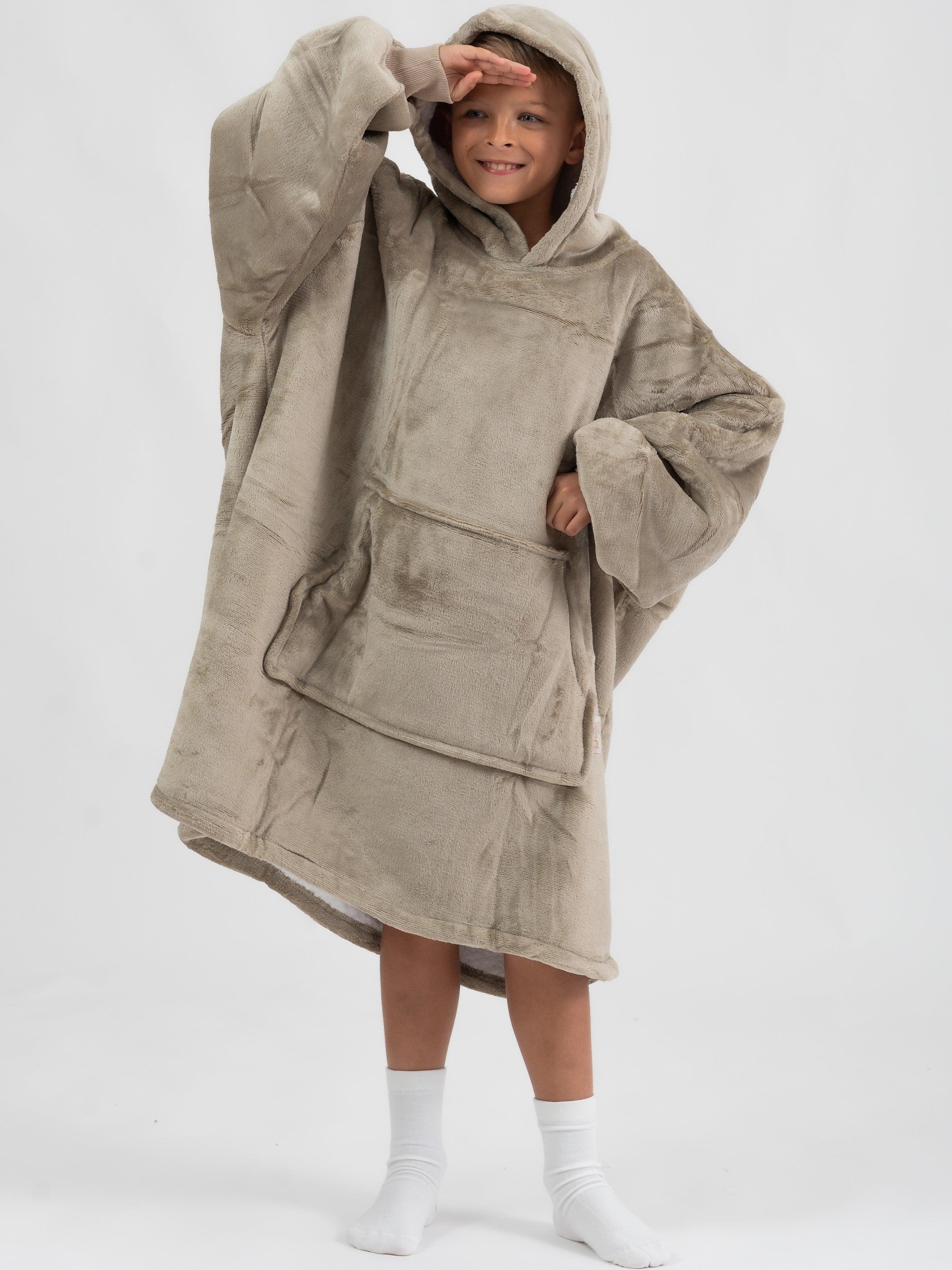 Moletom Oversized Com Capuz Kids Beige