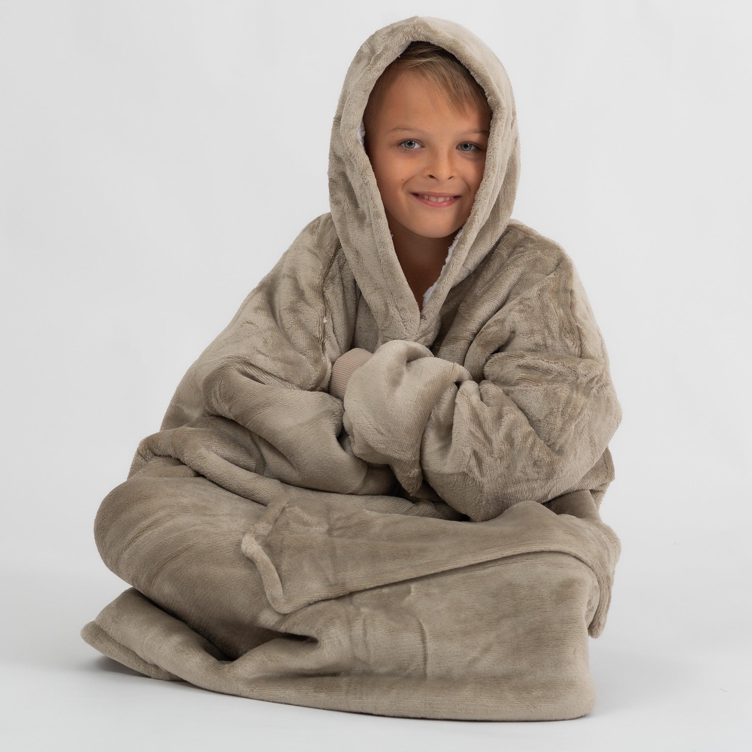 Moletom Oversized Com Capuz Kids Beige