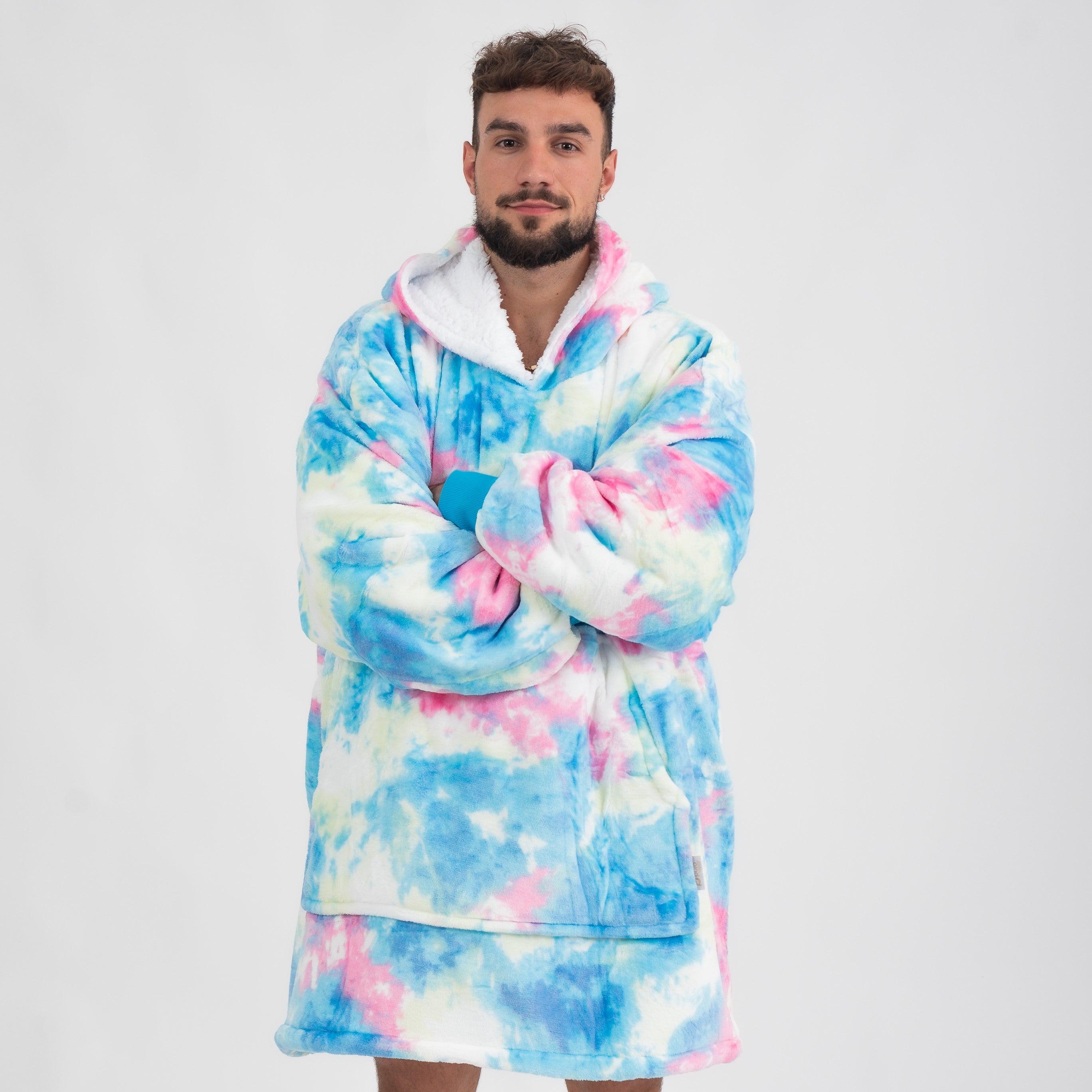 Moletom Oversized Com Capuz Nuvens Arco-iris