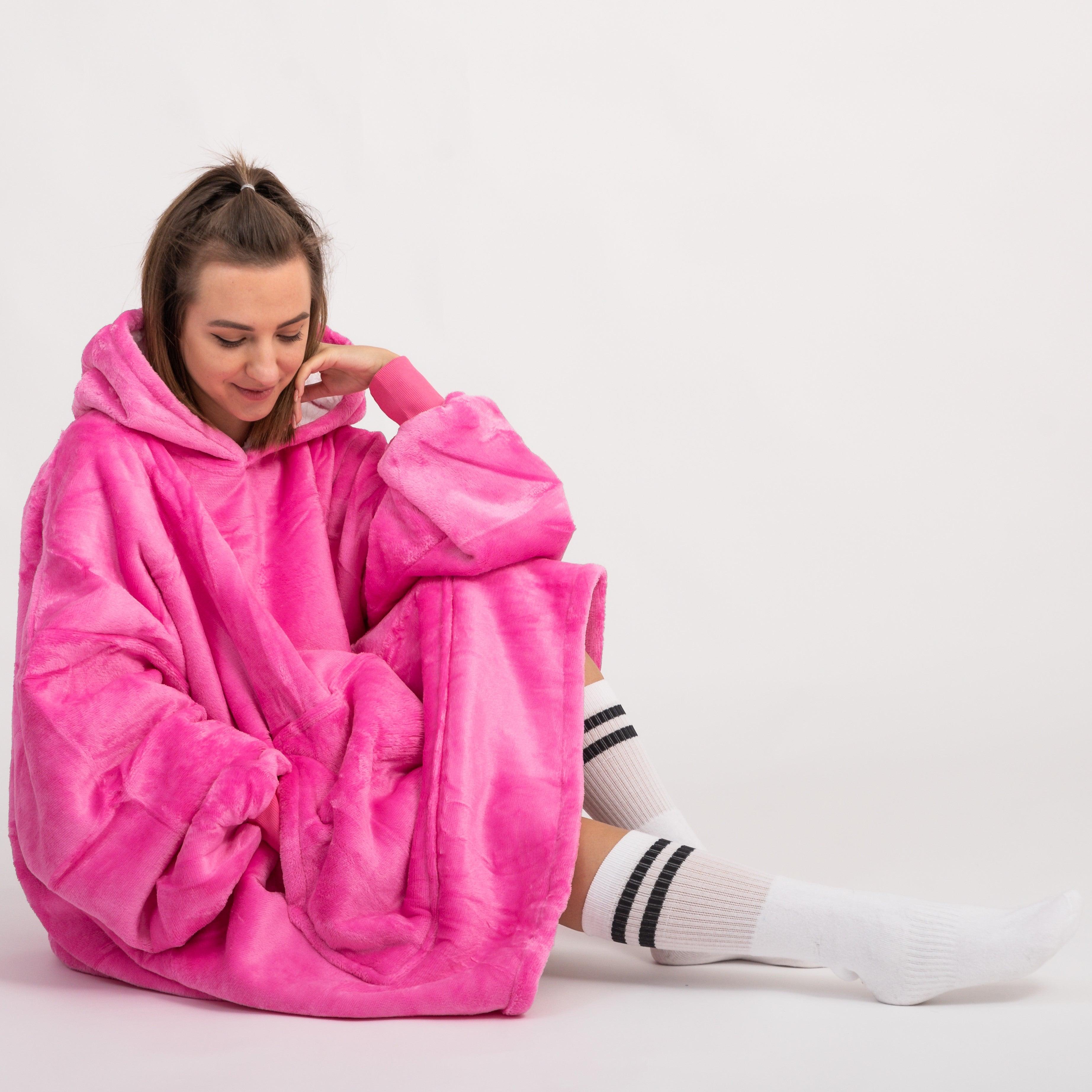 Moletom Oversized Com Capuz Rosa