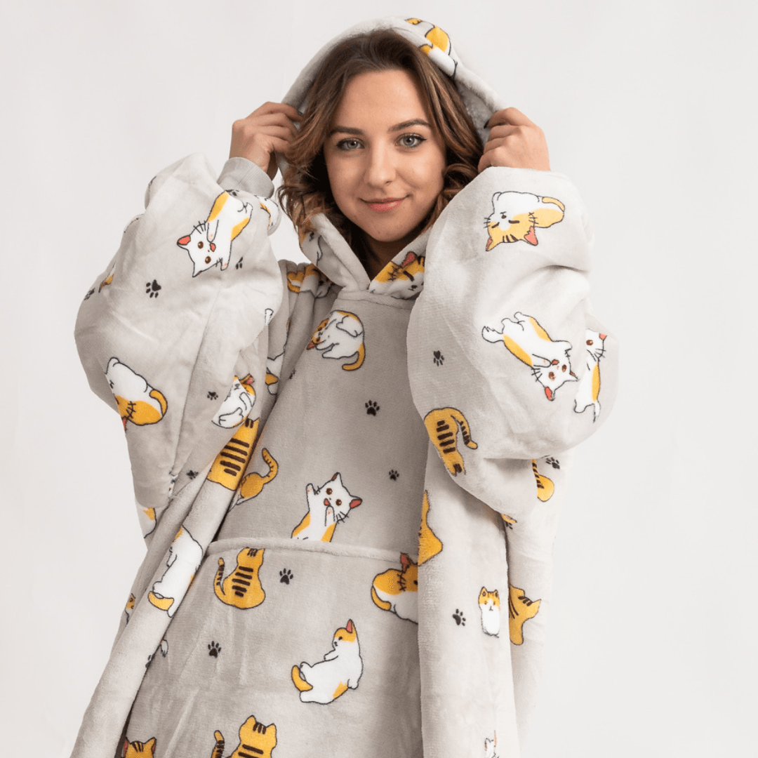 Moletom Oversized Com Capuz Gatinhos