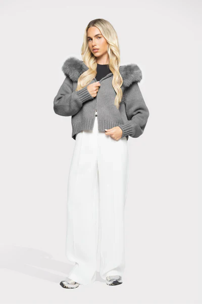 Cardigan Aveludado - Cinza
