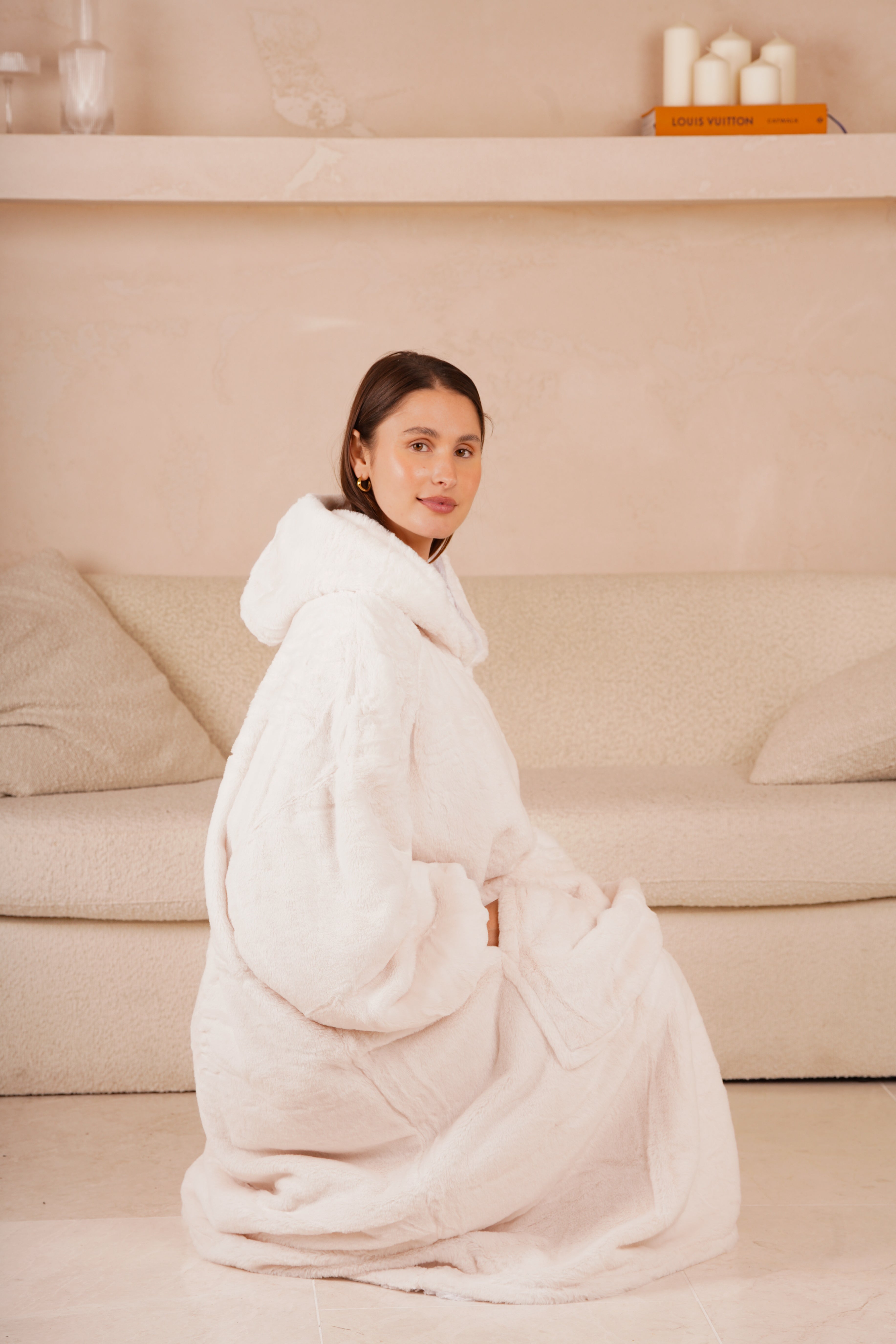 Moletom Oversized Com Capuz Long Marshmallow