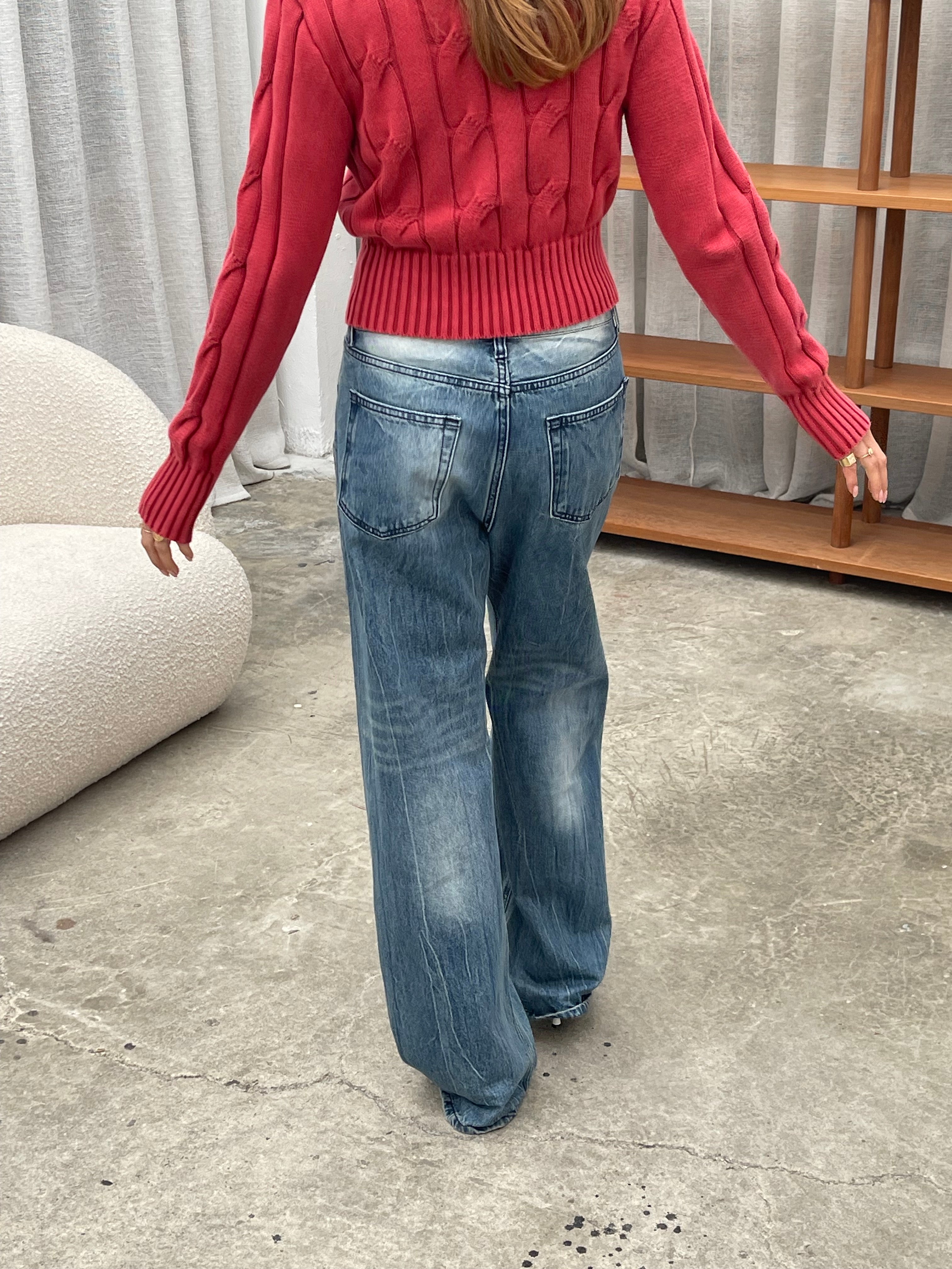 Calça Jeans Cruzada Azul Lavado