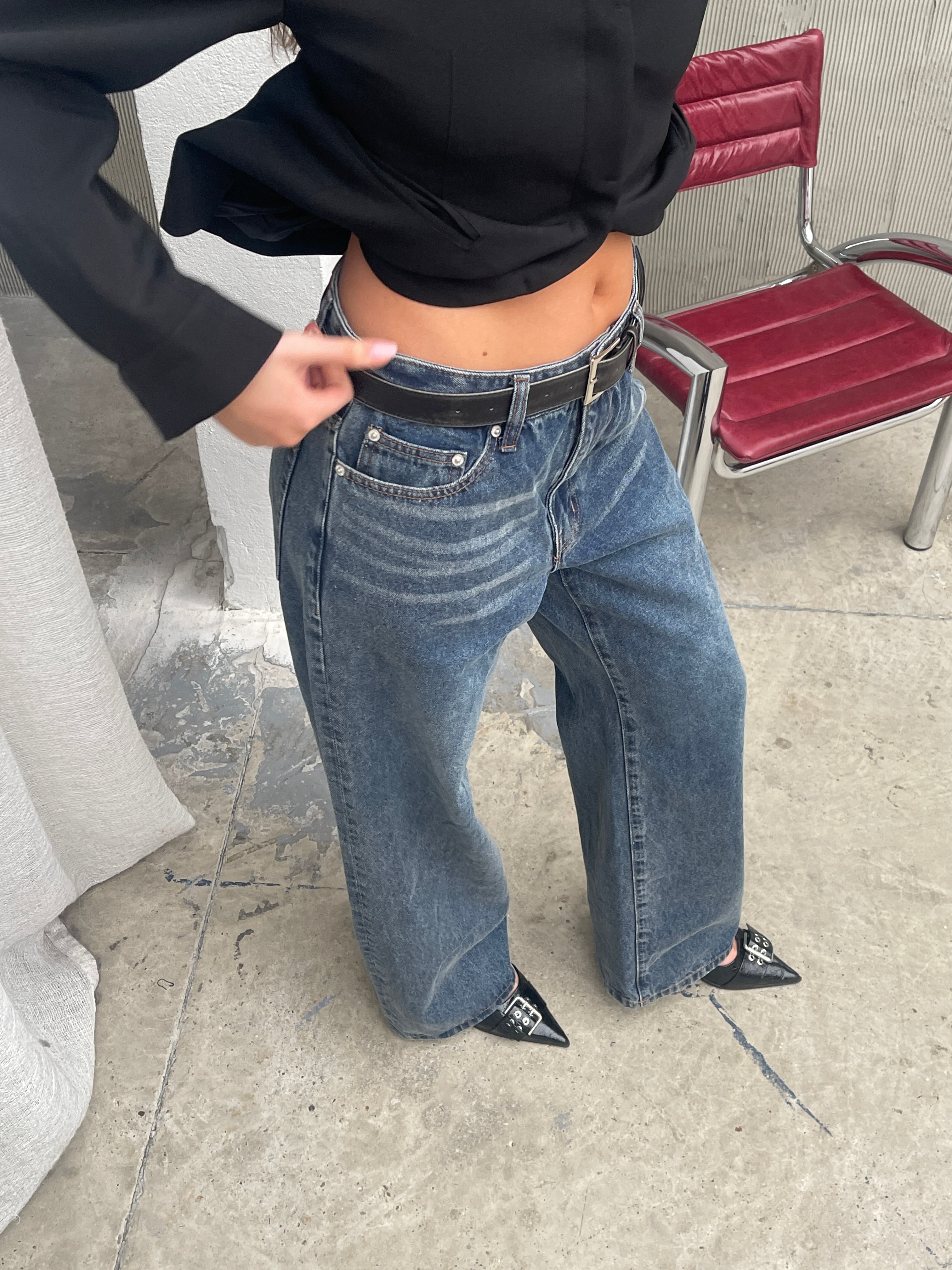 Calça Jeans Billie Dad Azul Escuro