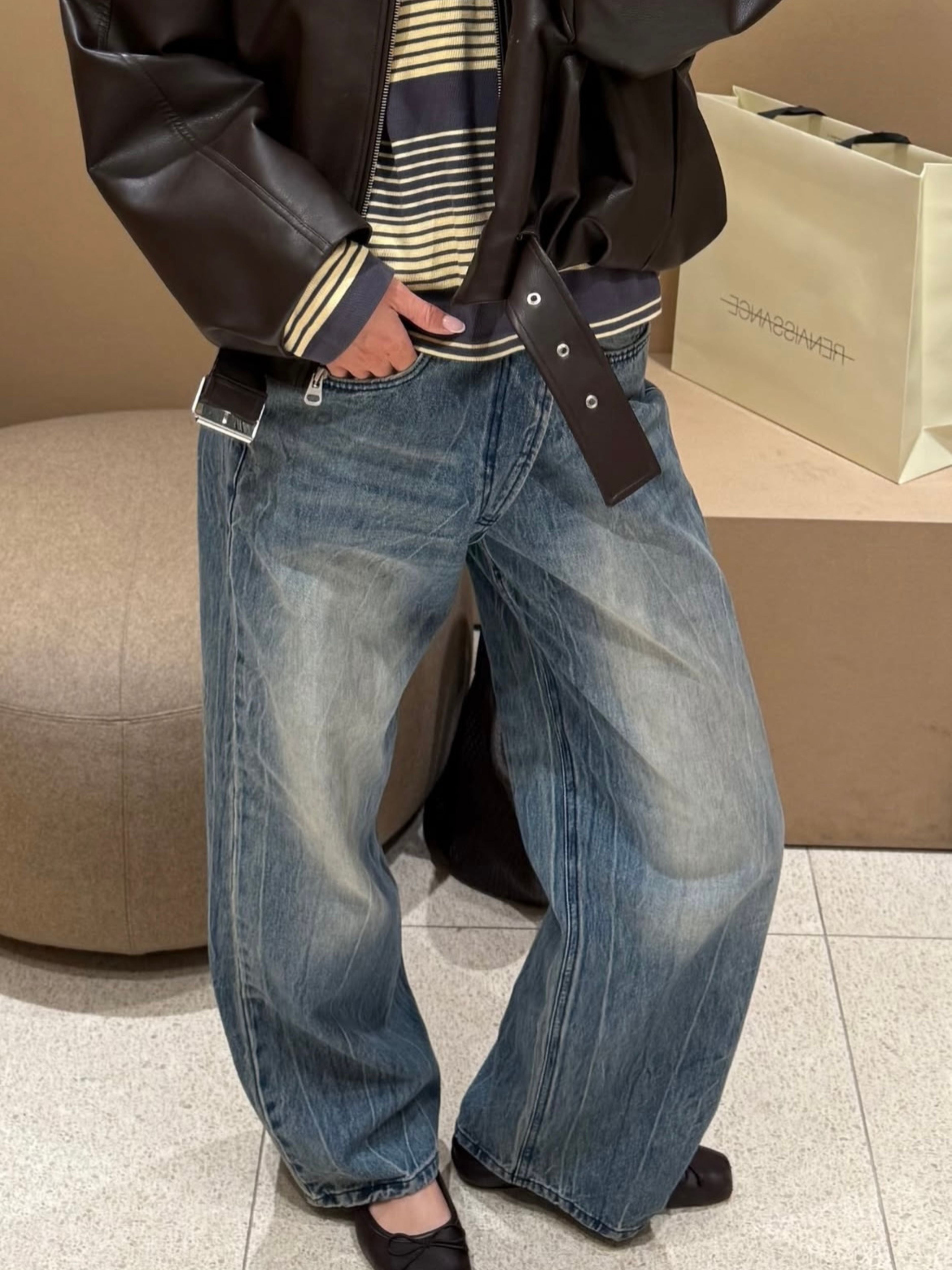 Calça Jeans Cruzada Azul Lavado