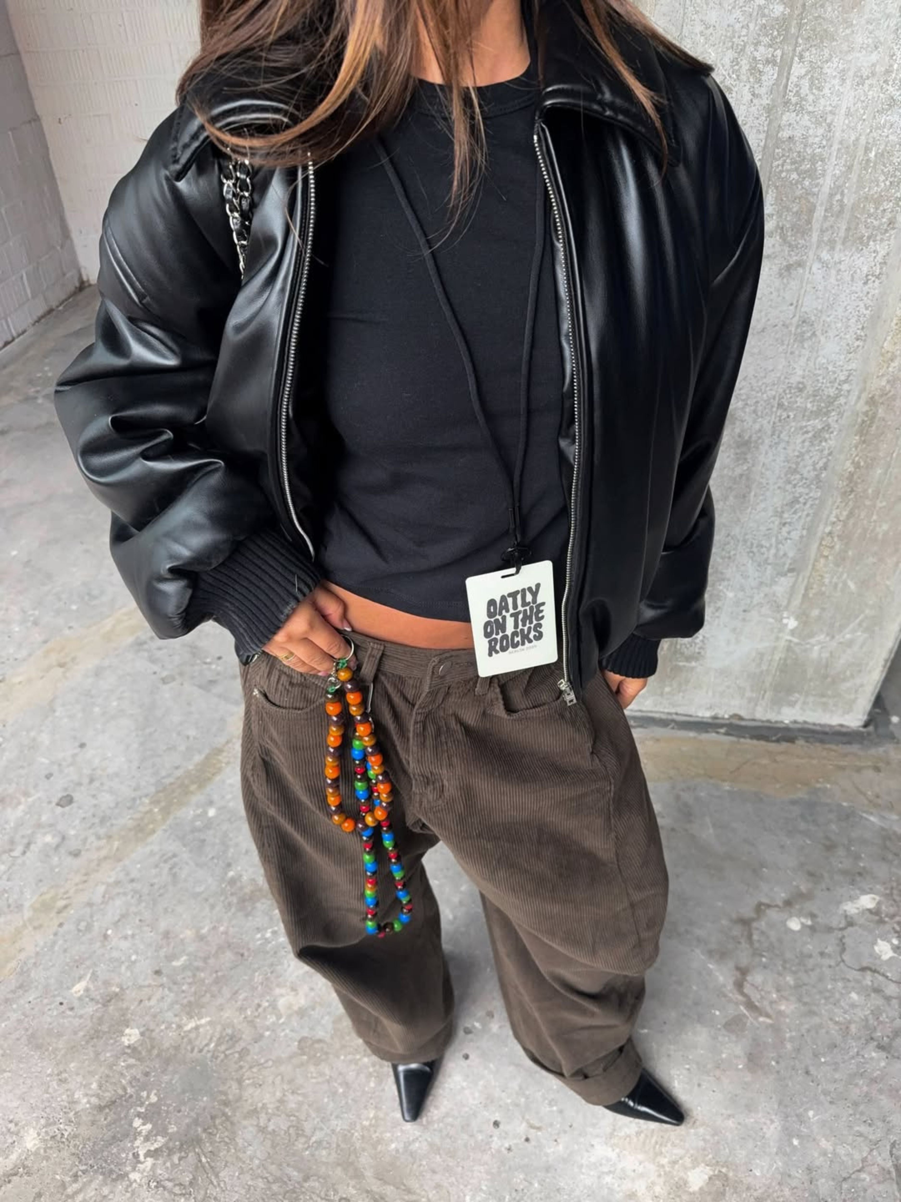 Calça Pantalona Larga de Veludo Cotelê Marrom Cáqui