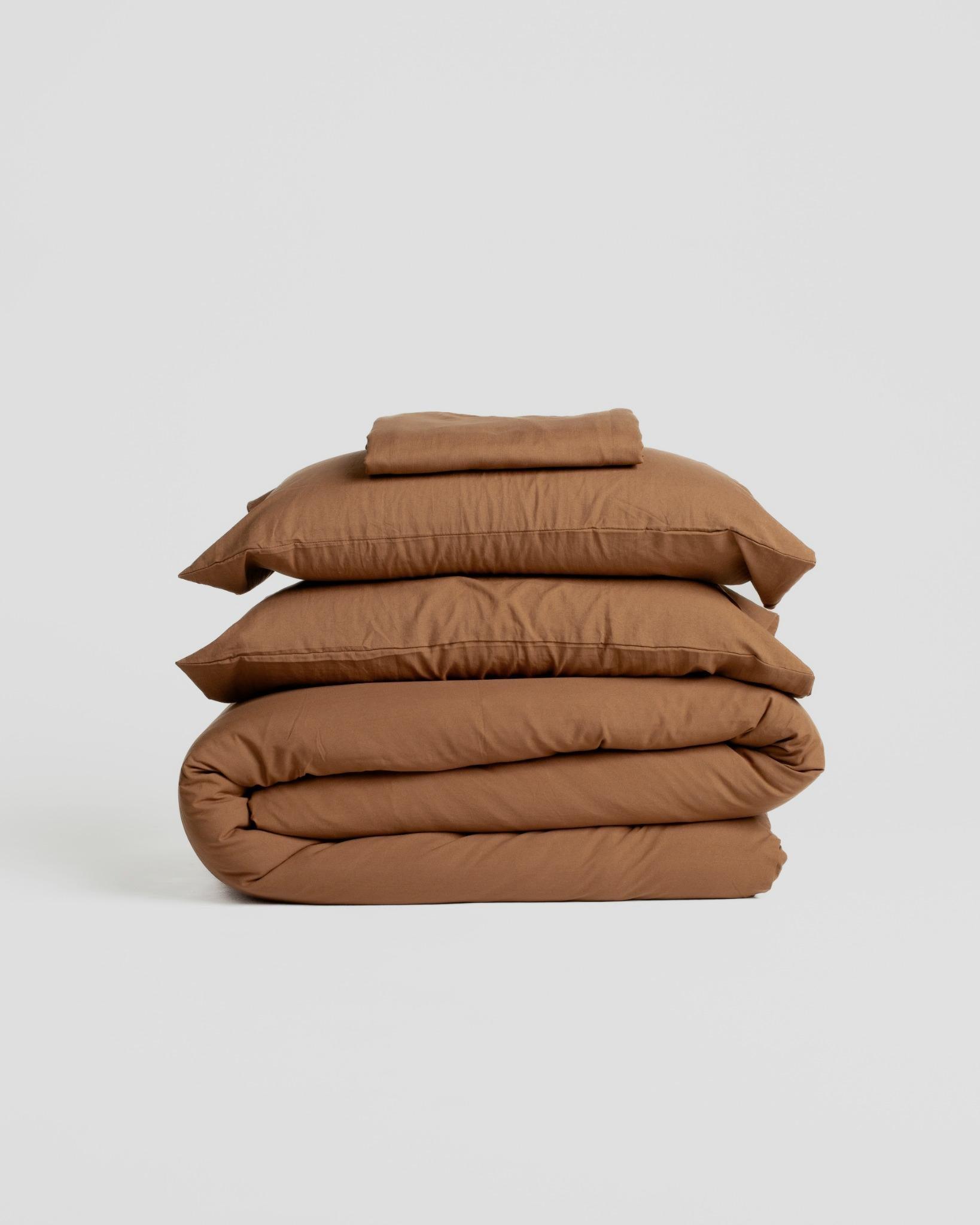 Jogo de Duvet Solid Washed - Marrom