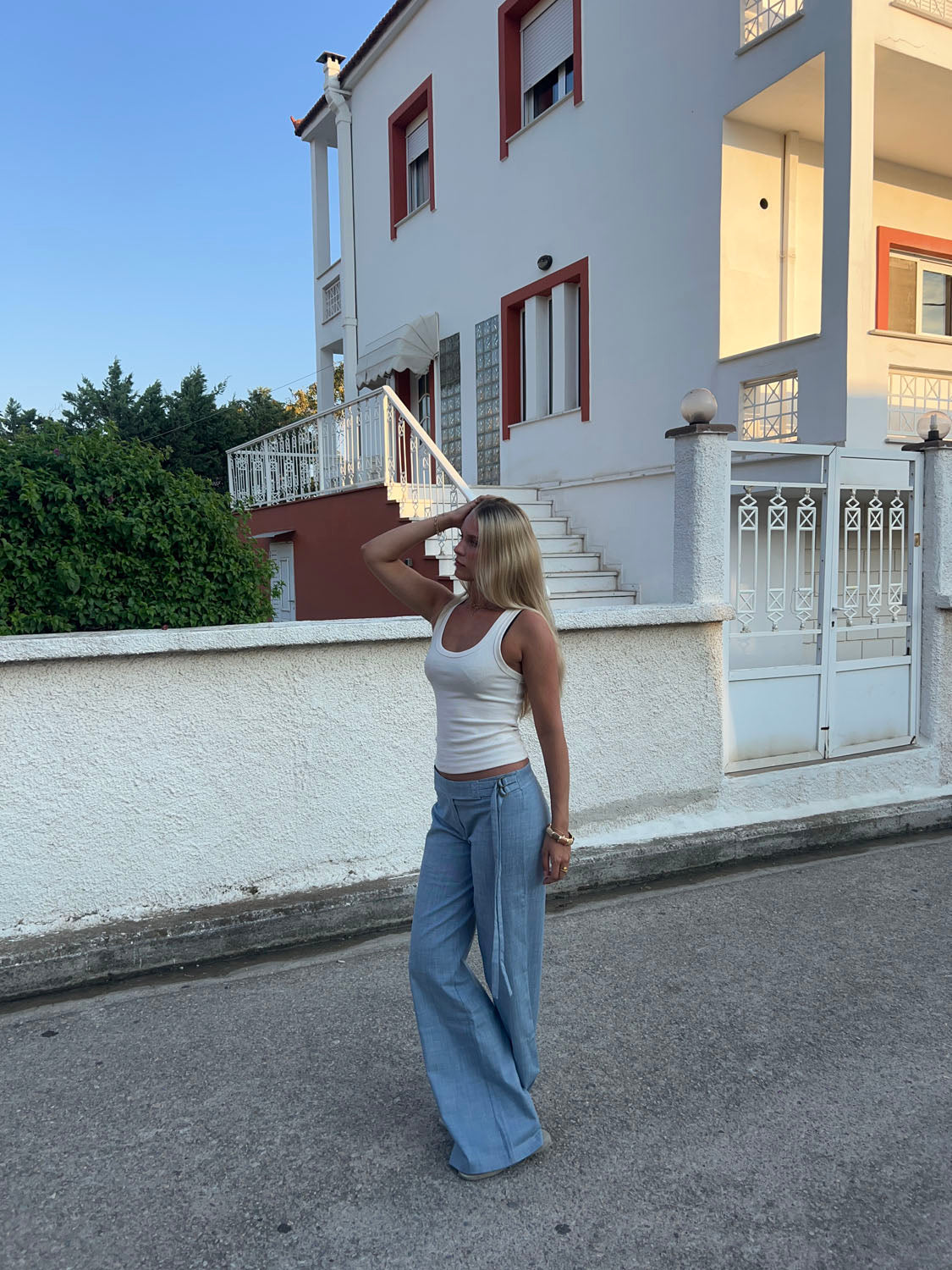 Calça Karol com cinto - Azul claro