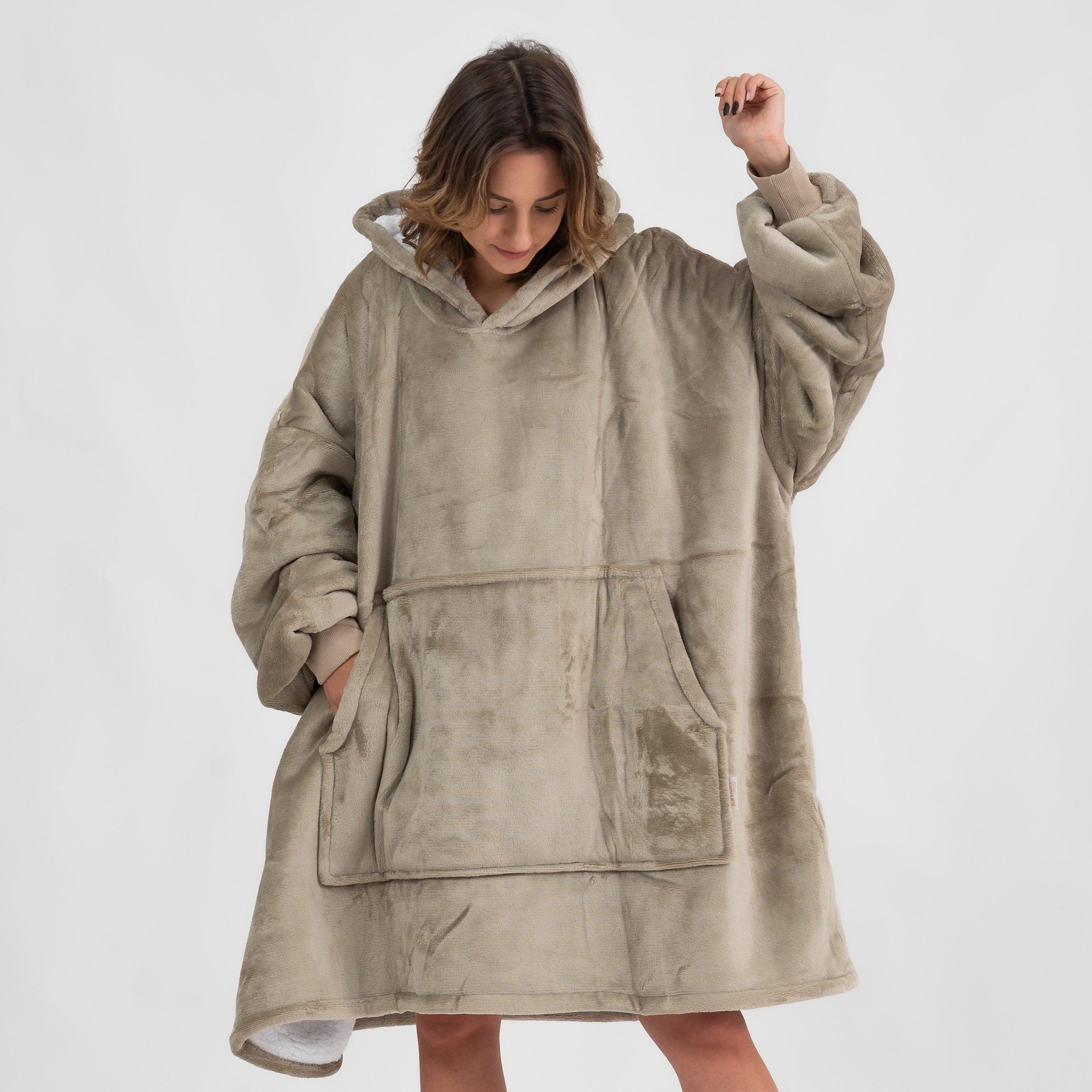 Moletom Oversized Com Capuz Beige