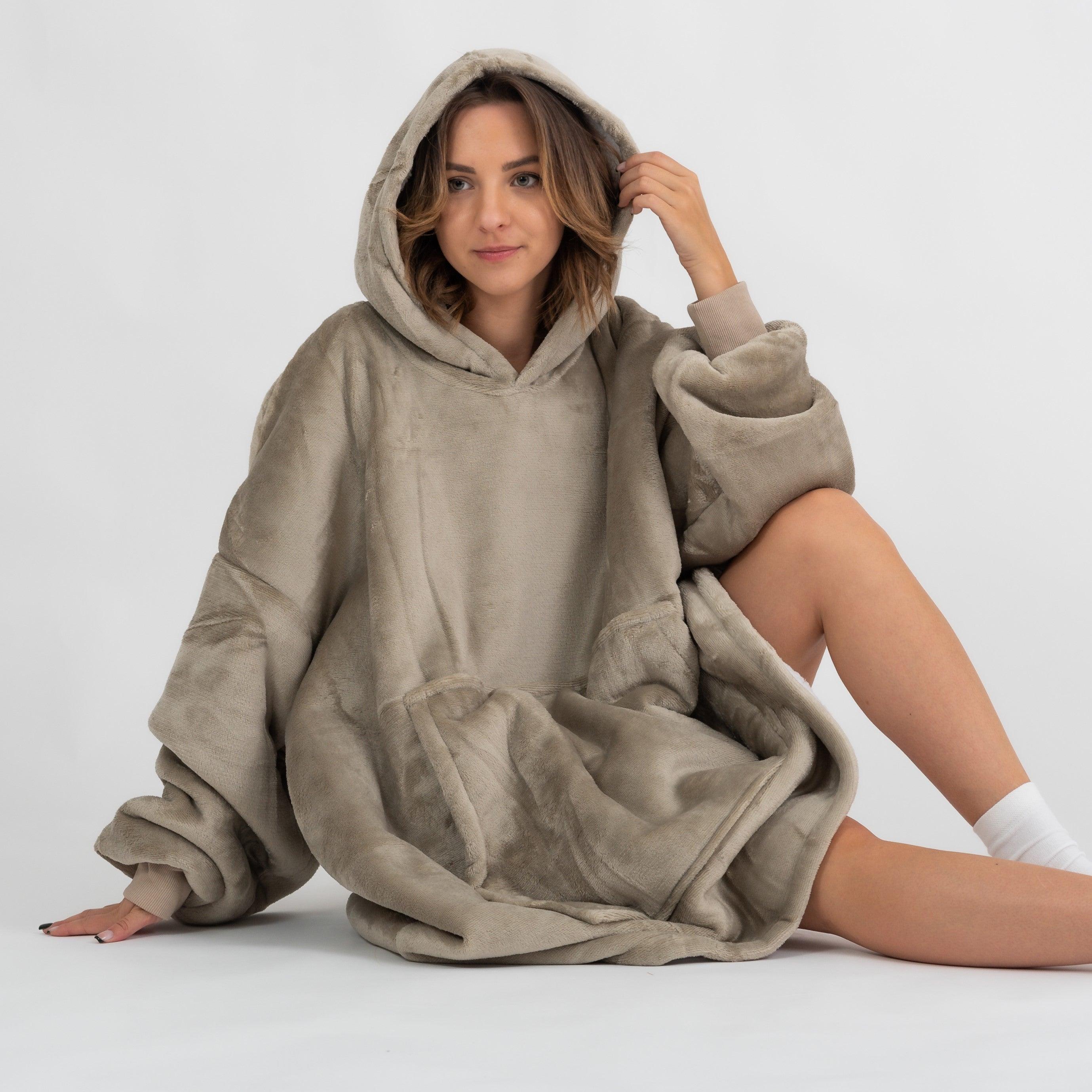 Moletom Oversized Com Capuz Beige