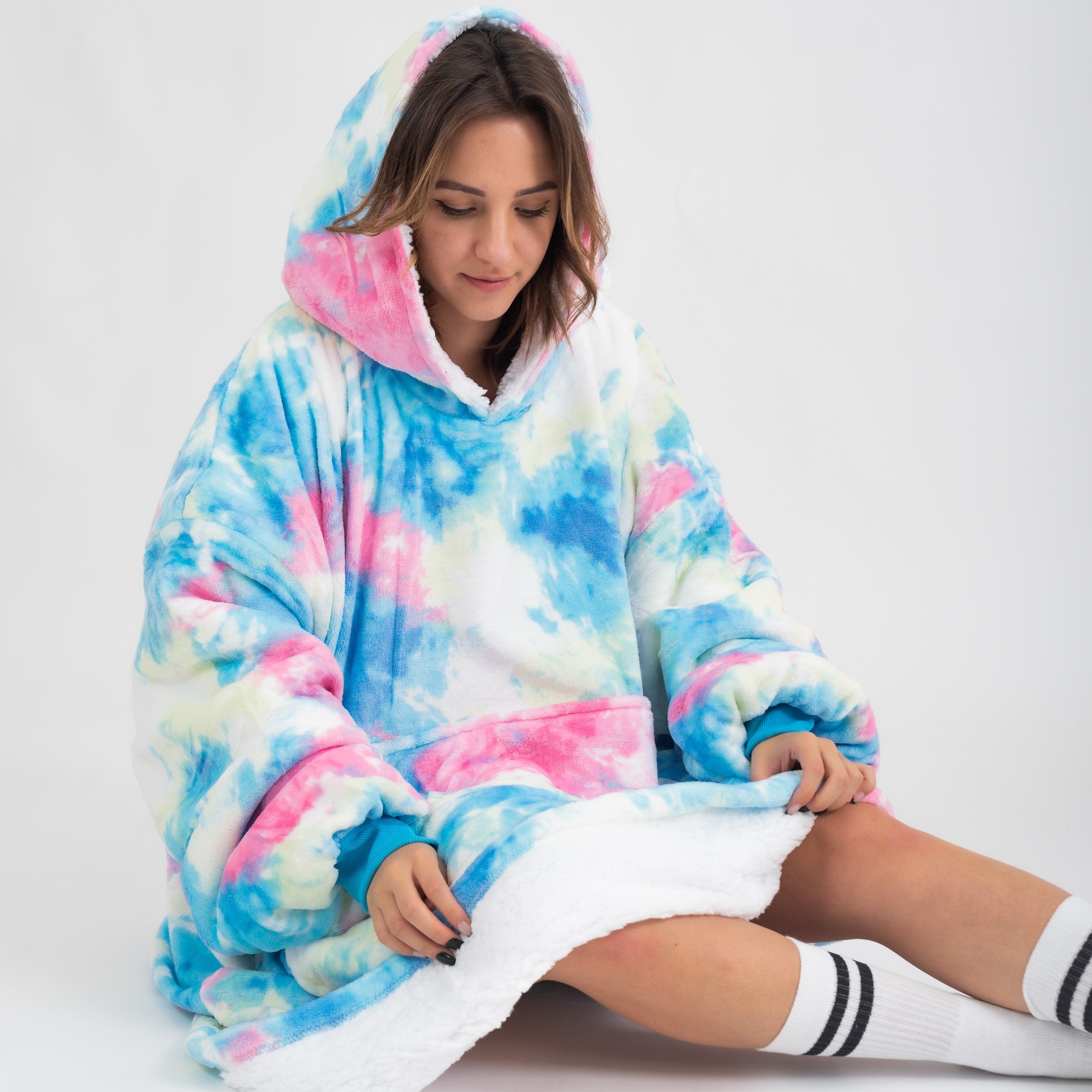 Moletom Oversized Com Capuz Nuvens Arco-iris