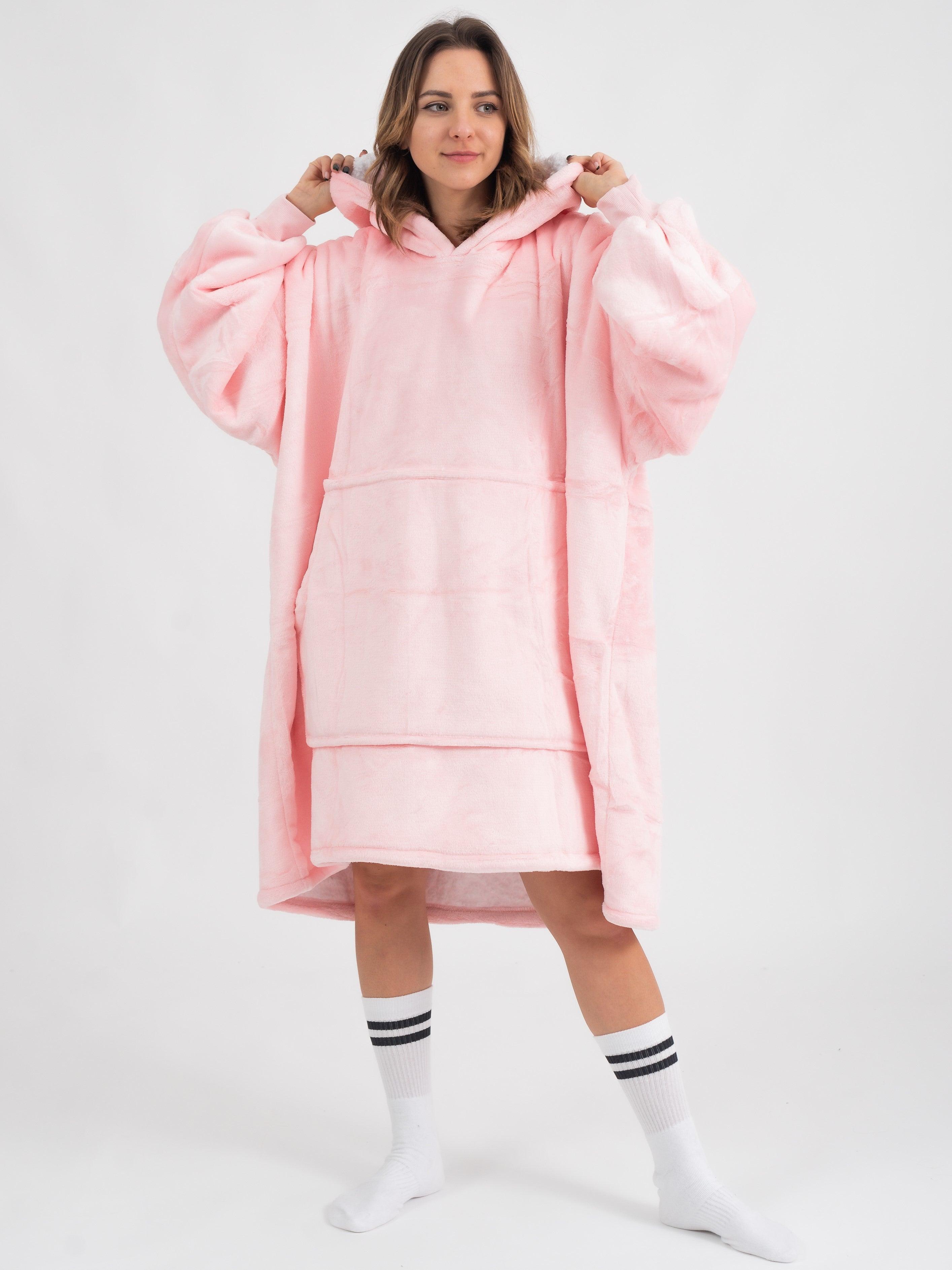 Moletom Oversized Com Capuz Rosa