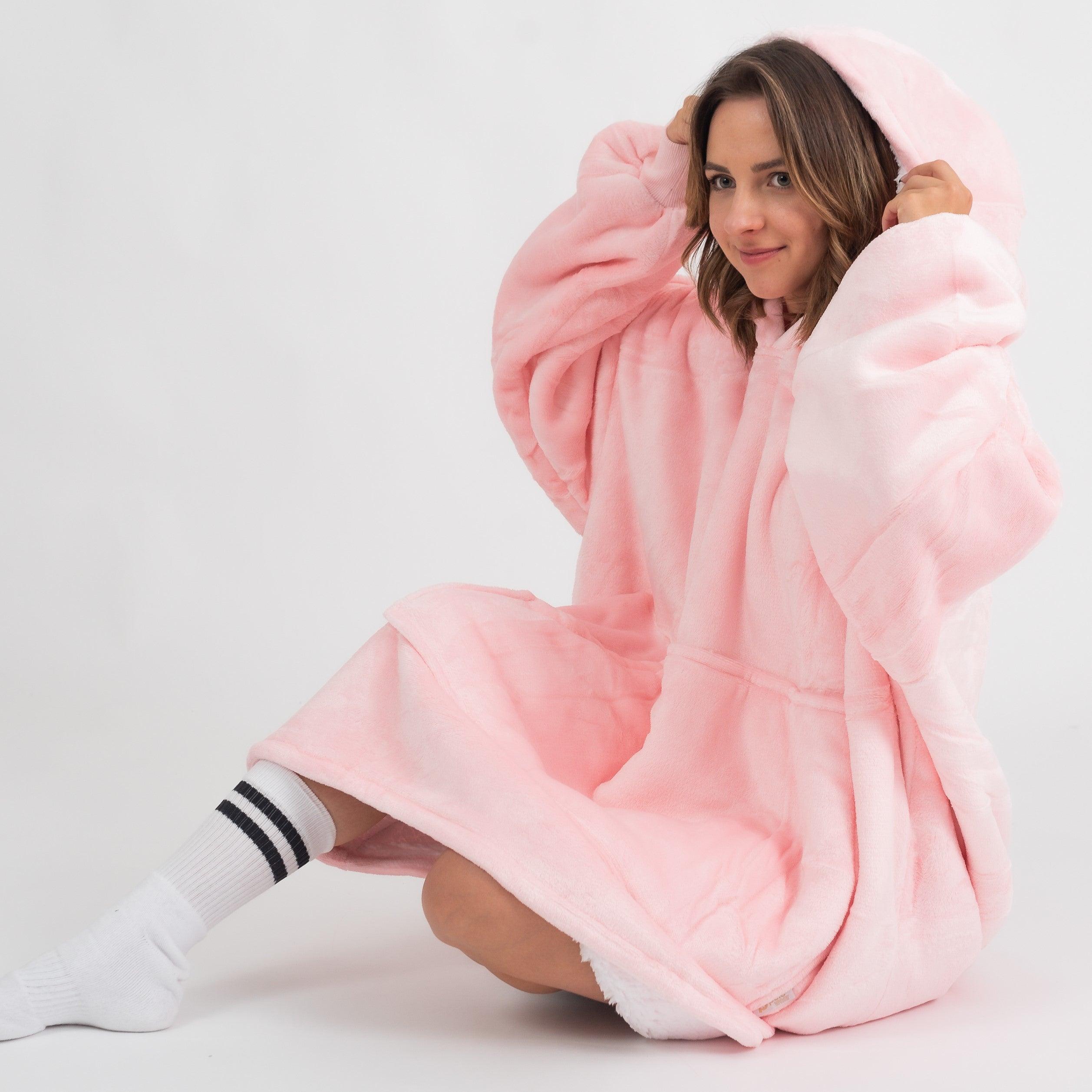 Moletom Oversized Com Capuz Rosa
