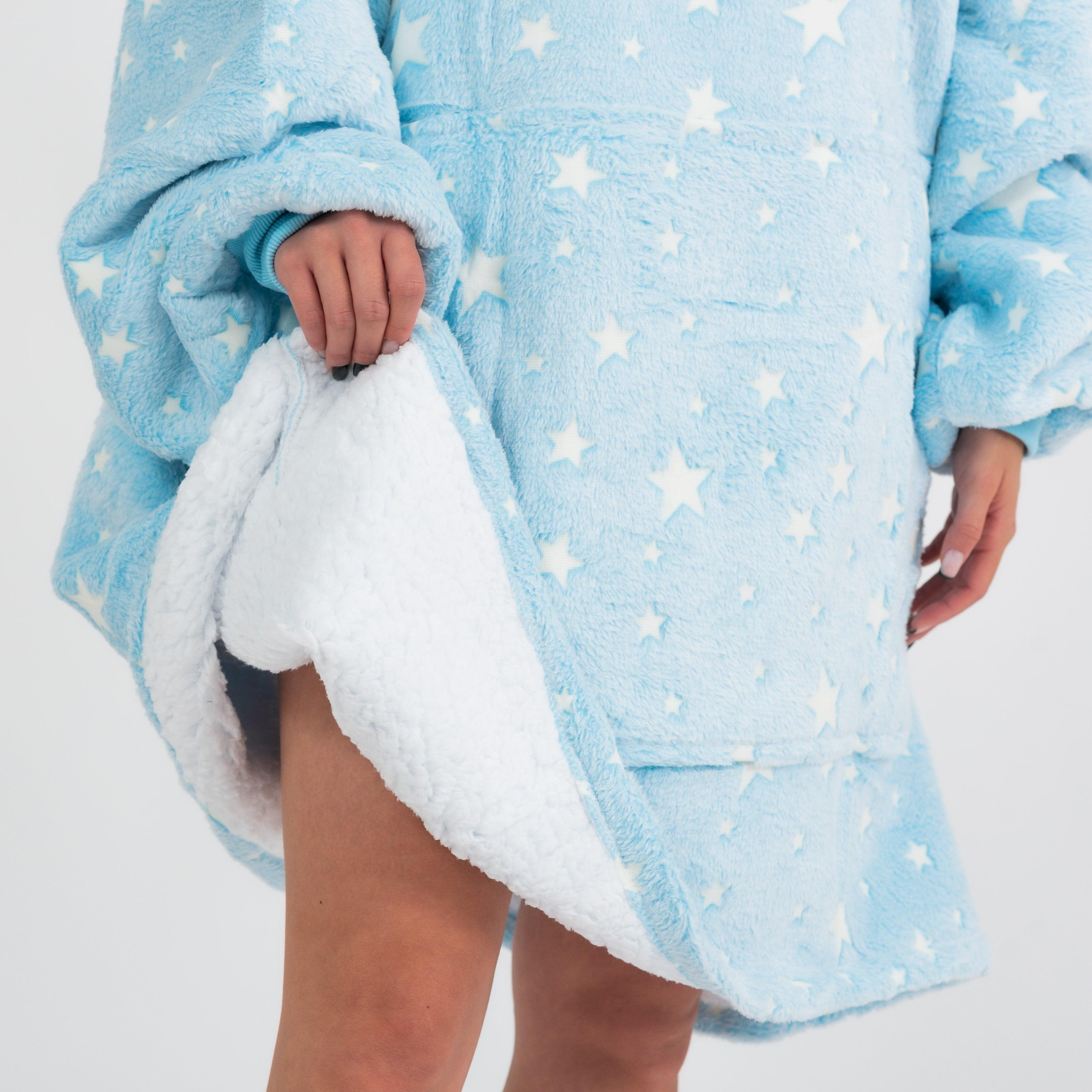 Moletom Oversized Com Capuz Azul Estreladow