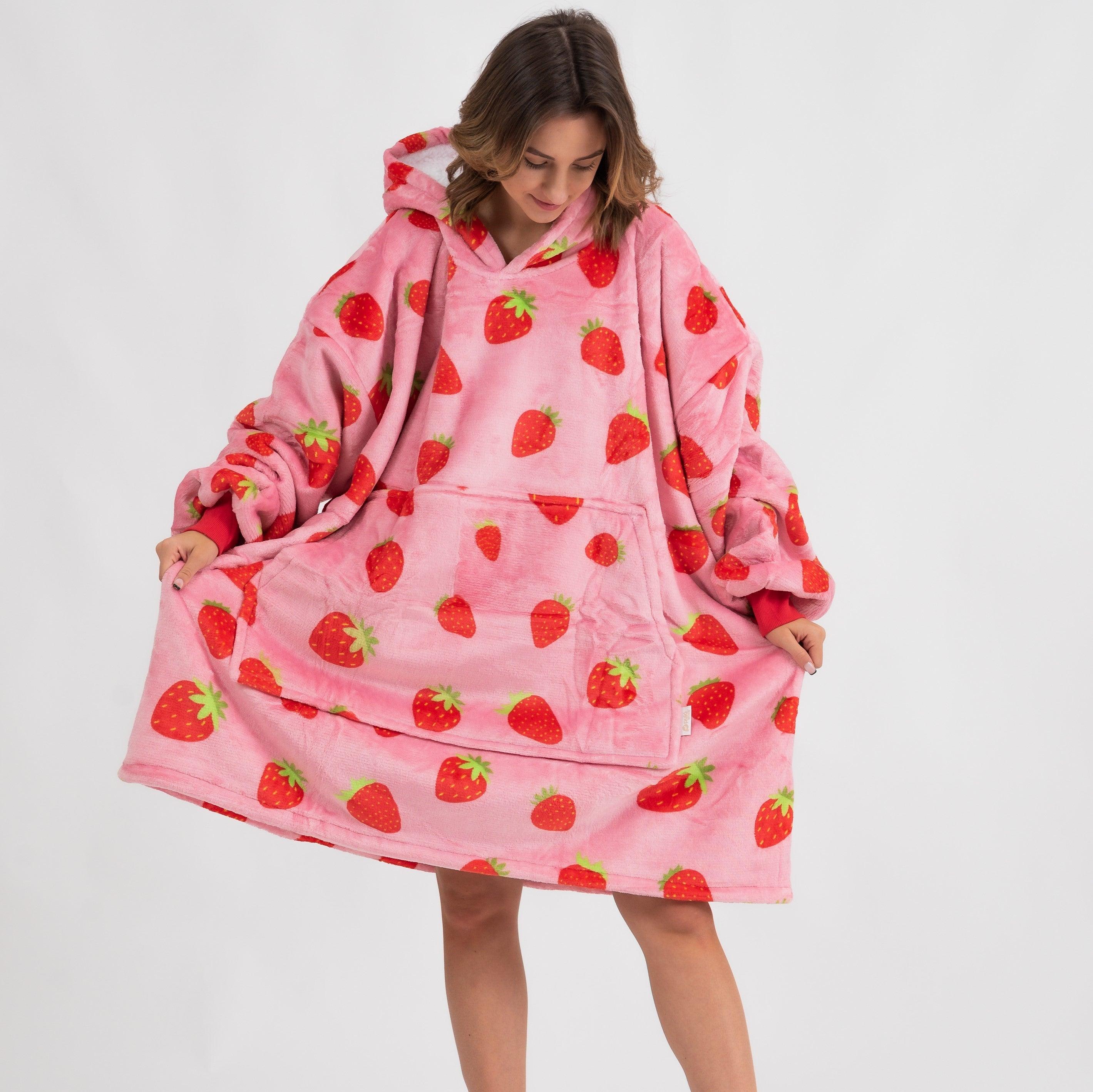 Moletom Oversized Com Capuz Morango