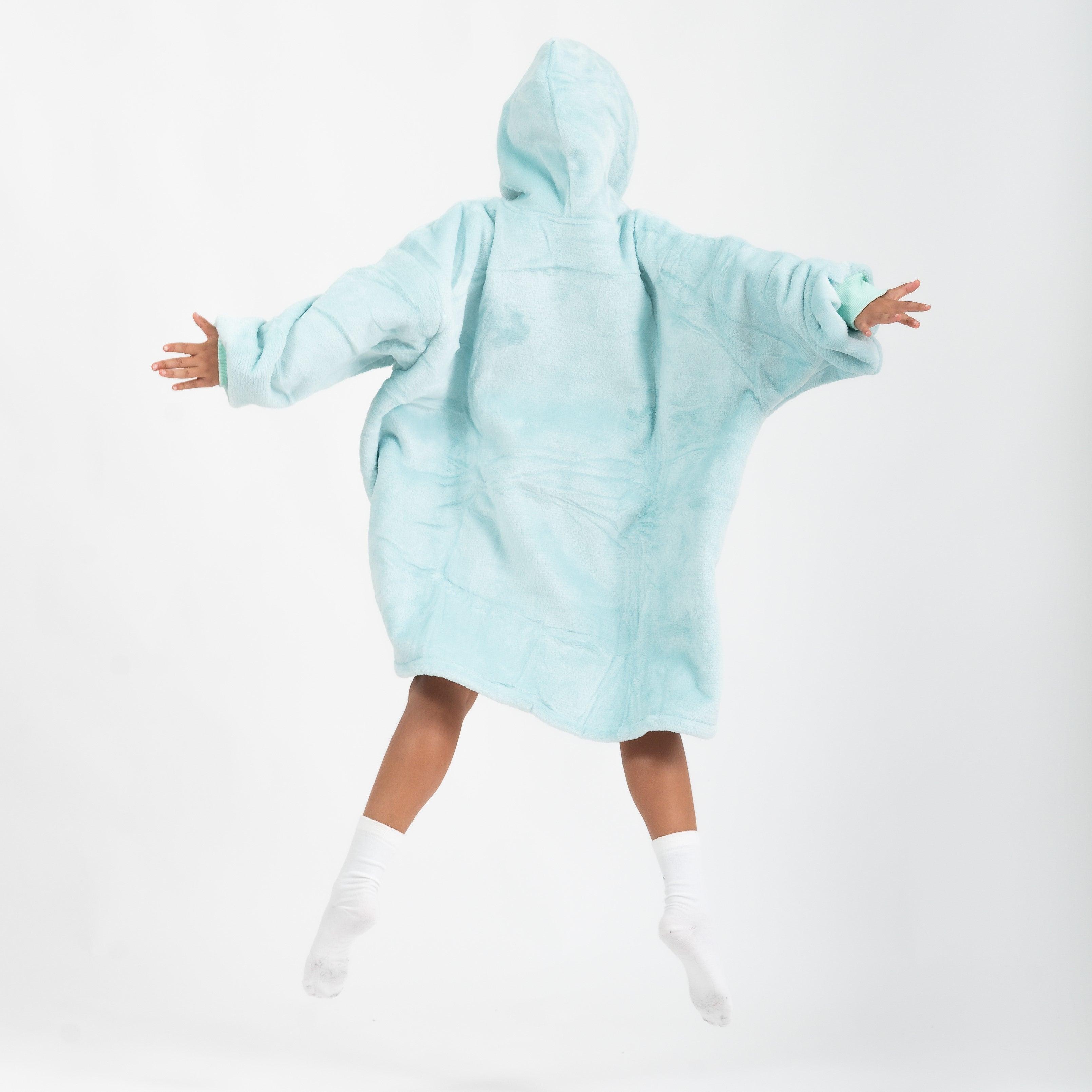 Moletom Oversized Com Capuz Kids Azul Claro