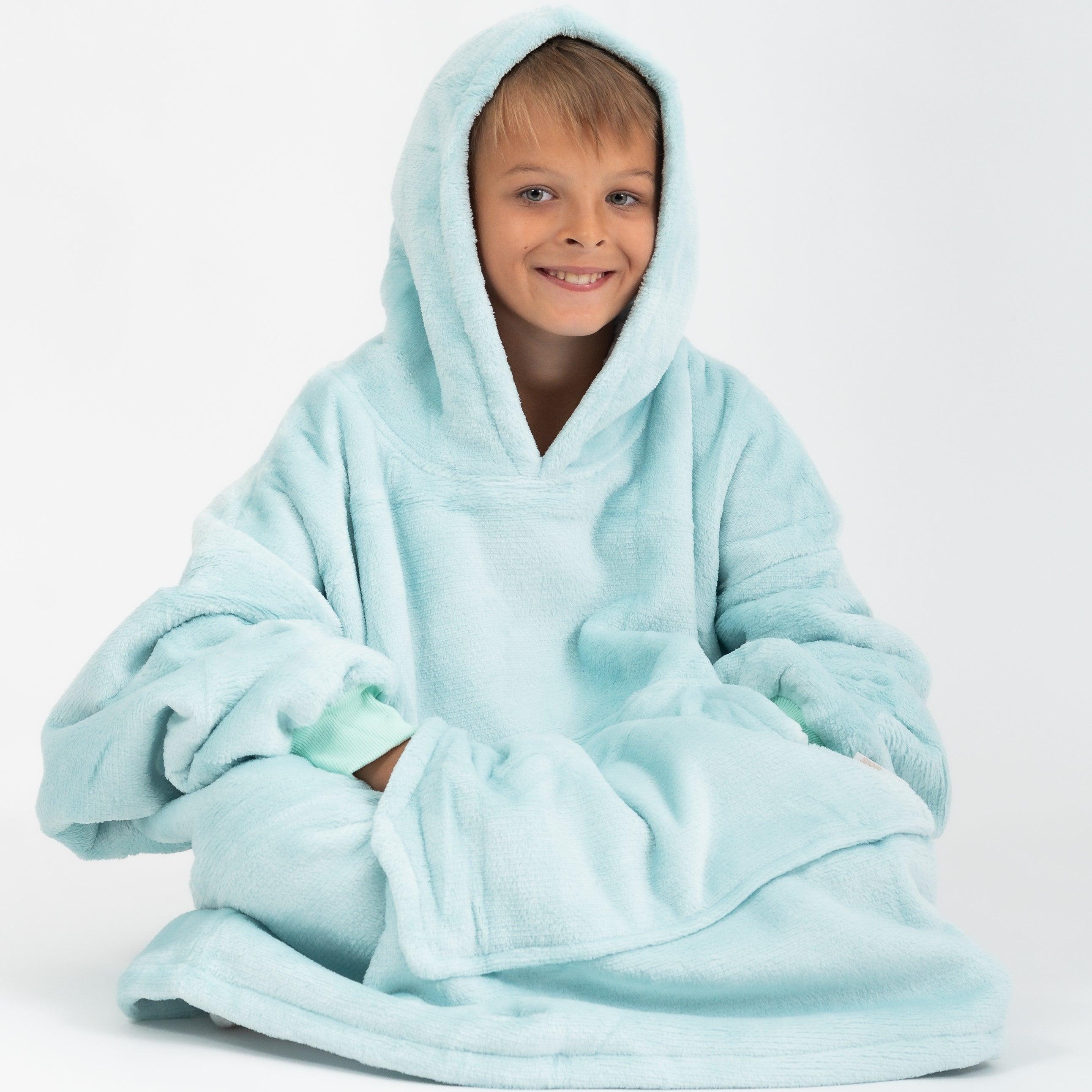 Moletom Oversized Com Capuz Kids Azul Claro