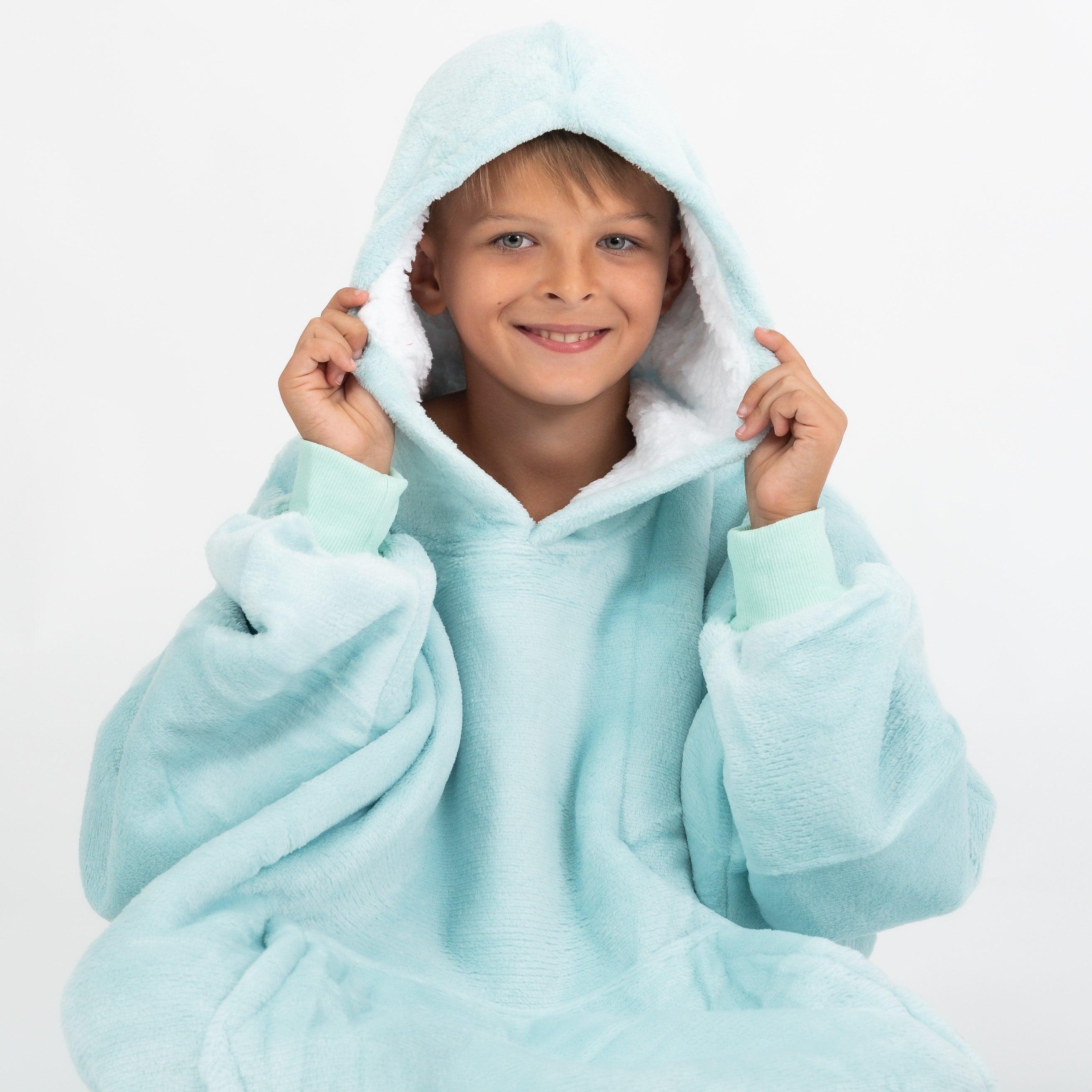 Moletom Oversized Com Capuz Kids Azul Claro