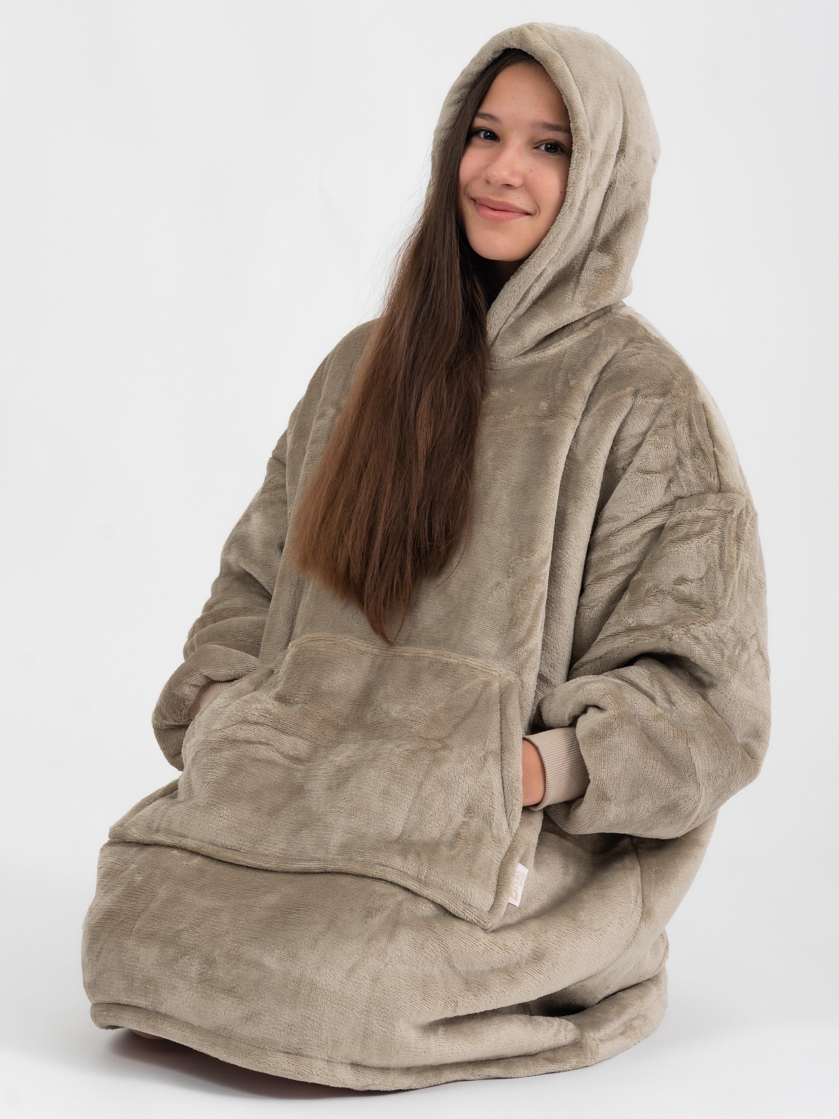 Moletom Oversized Com Capuz Kids Beige