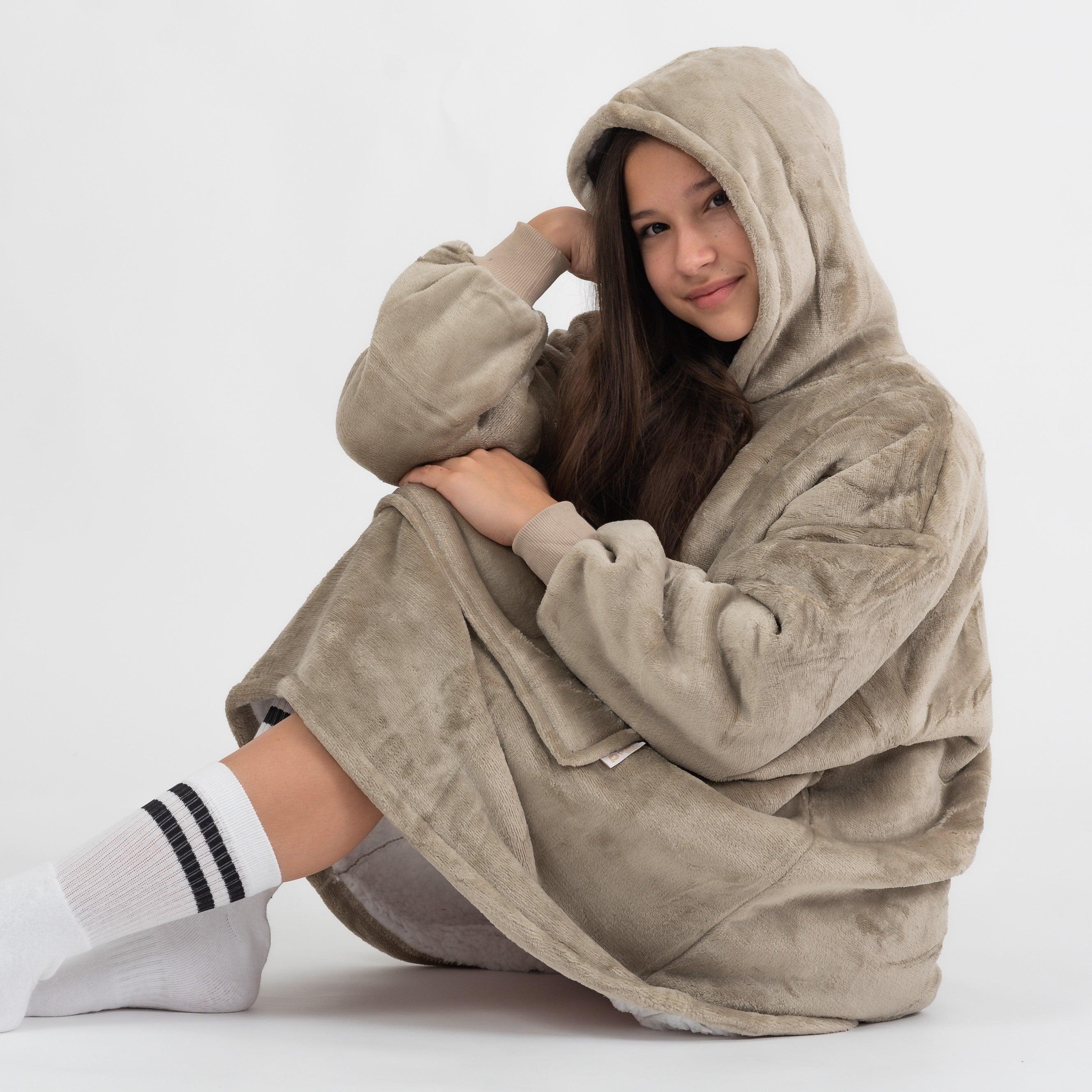 Moletom Oversized Com Capuz Kids Beige