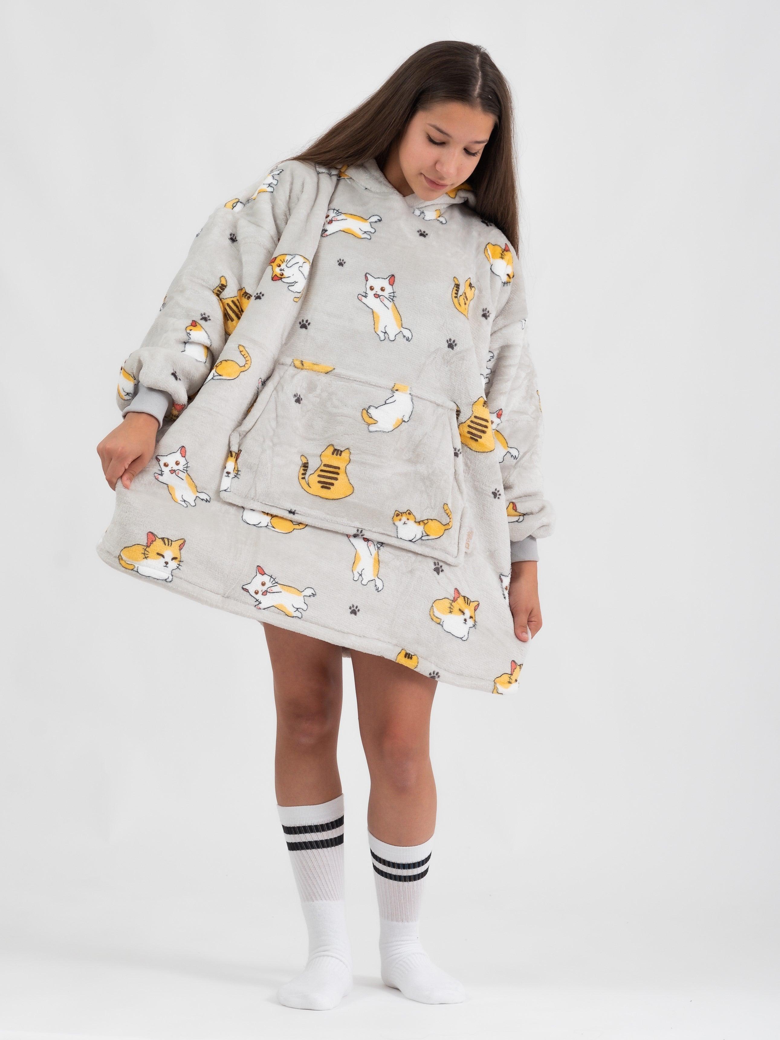 Moletom Oversized Com Capuz Kids Gatinhos