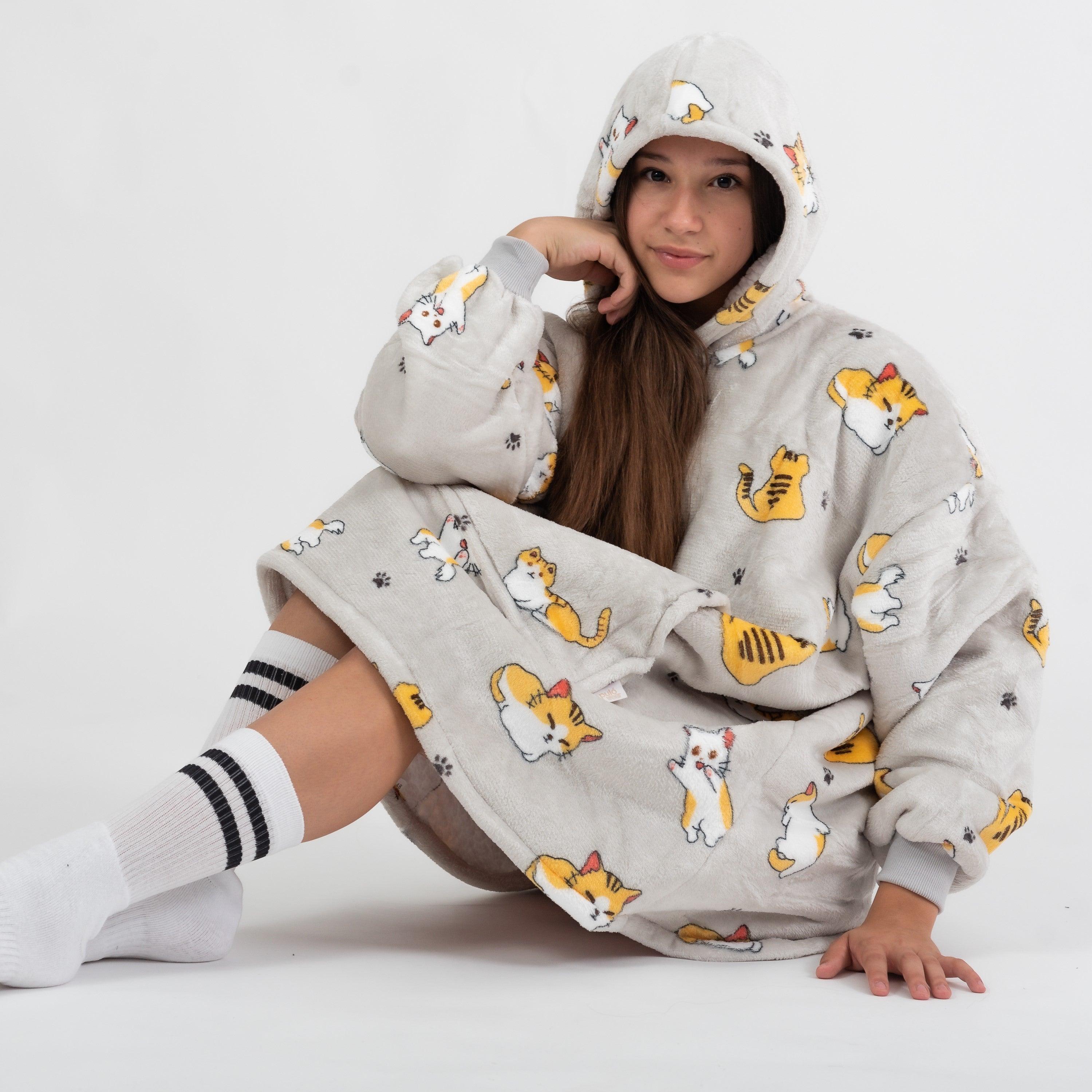 Moletom Oversized Com Capuz Kids Gatinhos