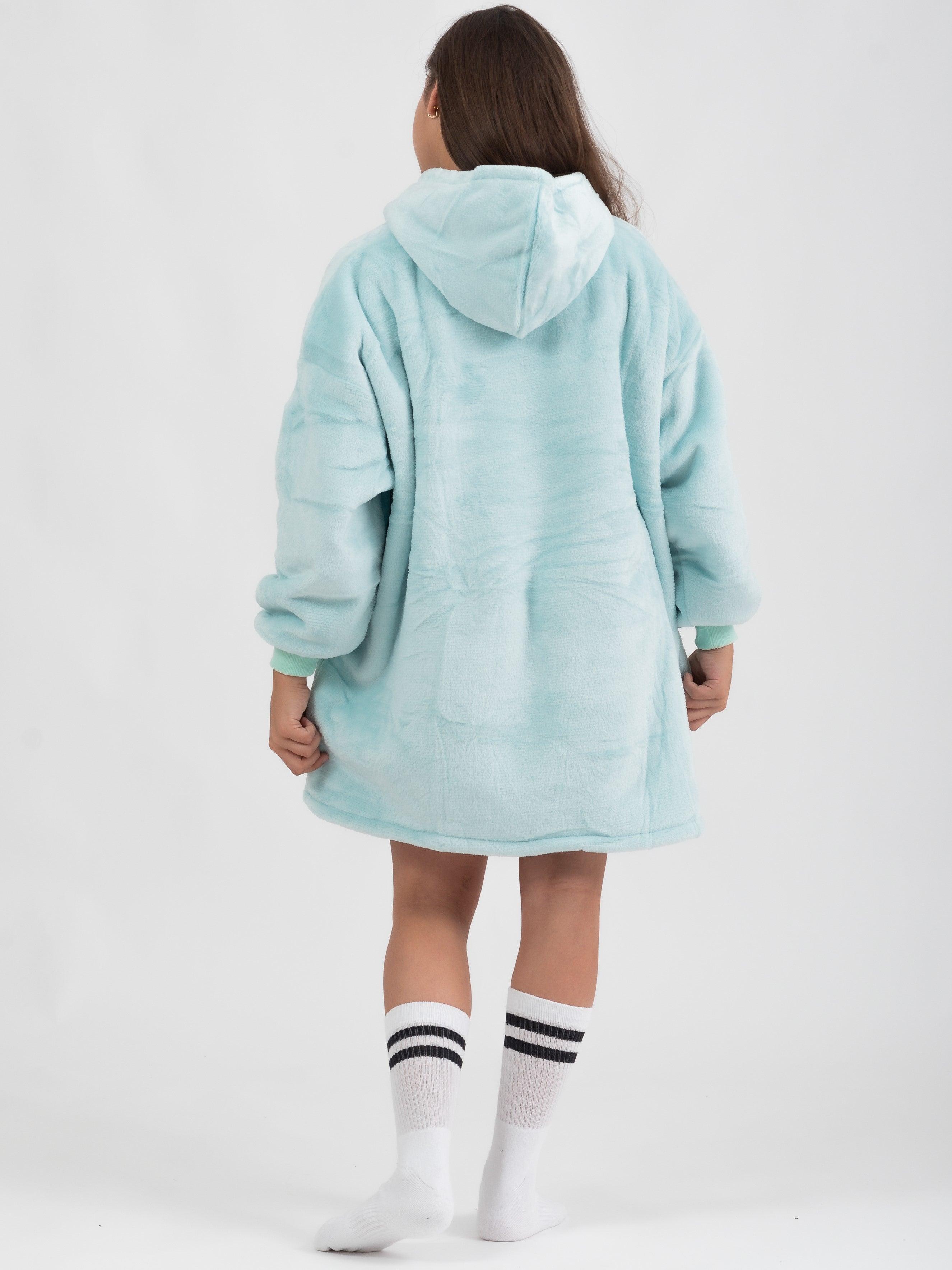 Moletom Oversized Com Capuz Kids Azul Claro