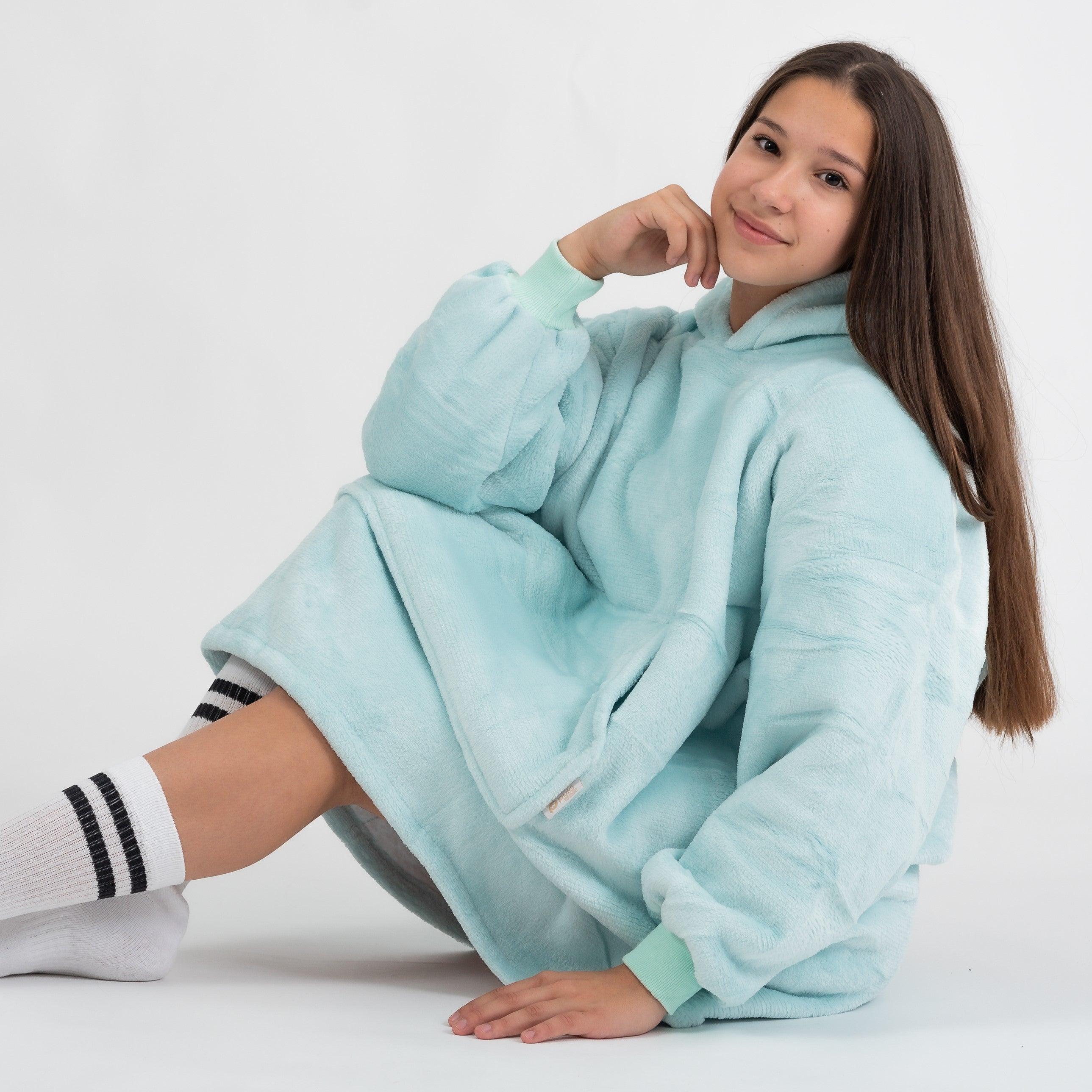 Moletom Oversized Com Capuz Kids Azul Claro
