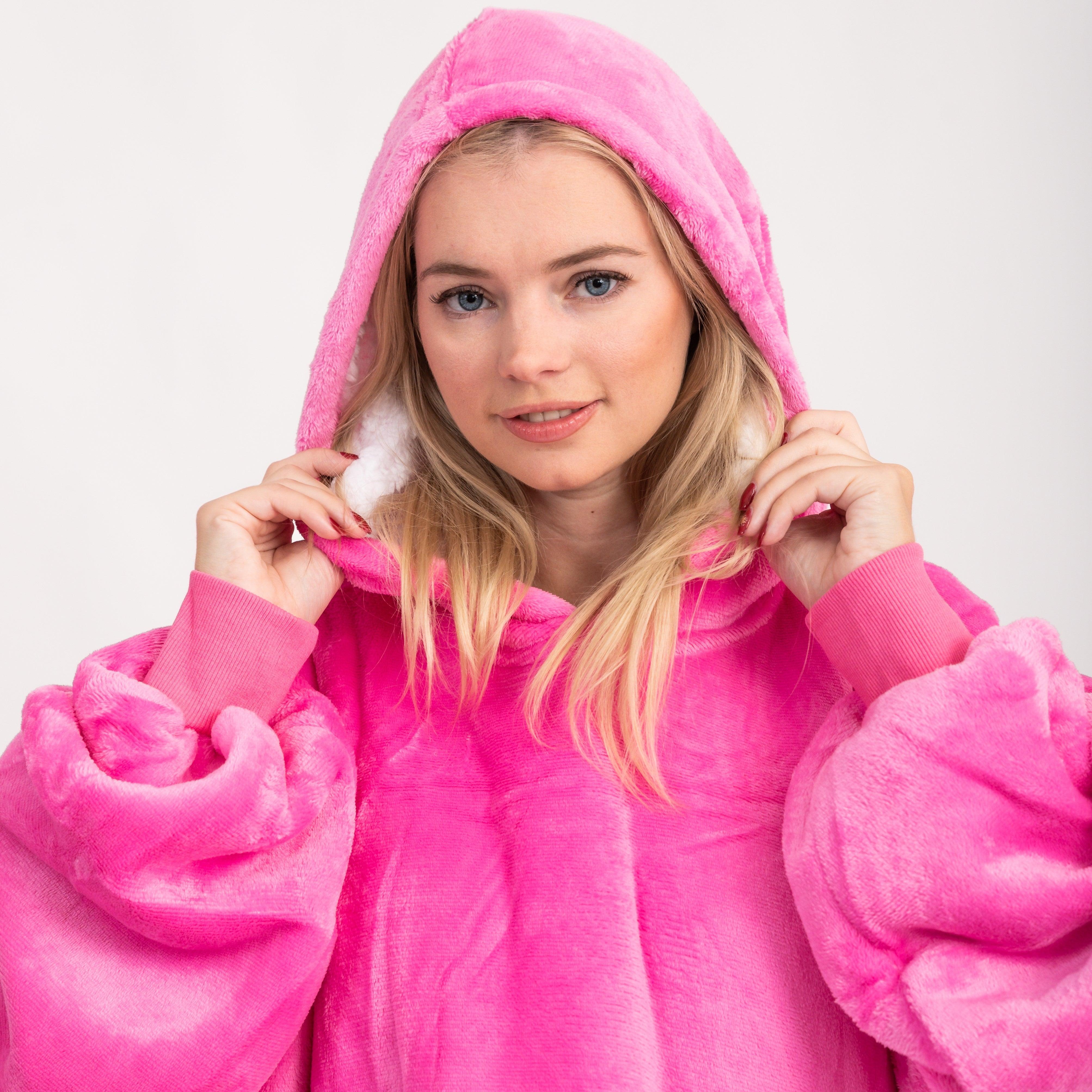 Moletom Oversized Com Capuz Rosa