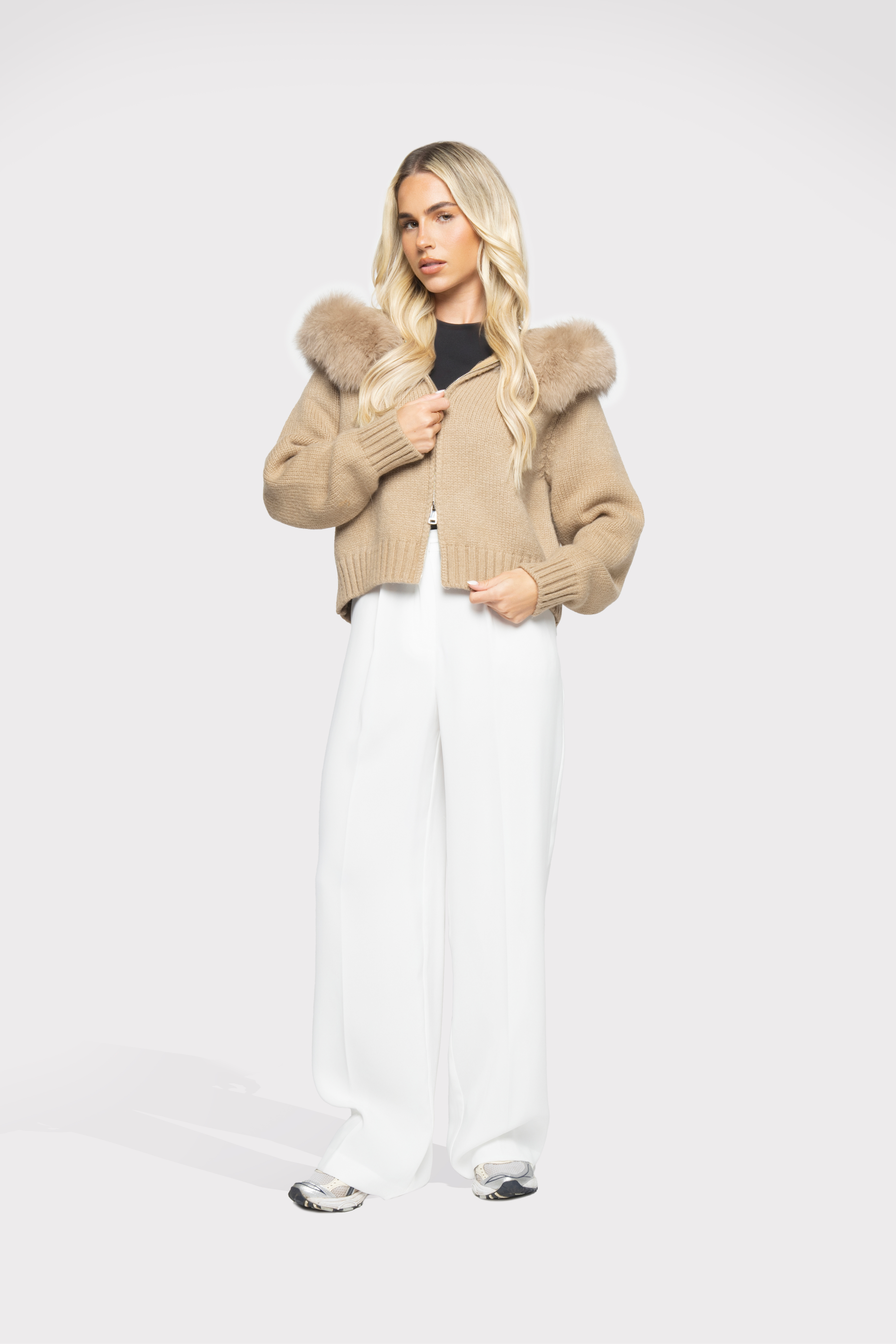 Velvet Cardigan - Beige