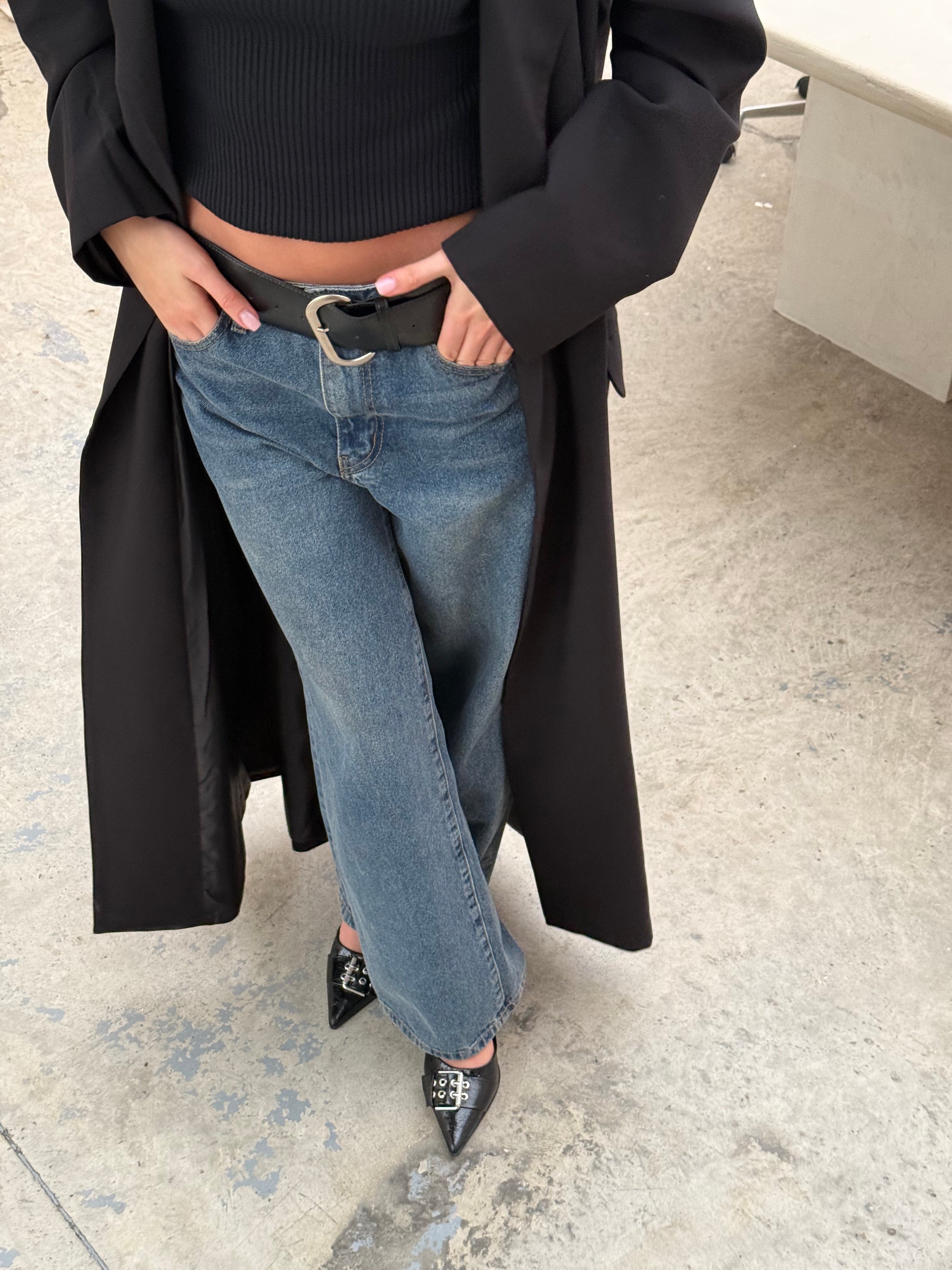 Calça Jeans Billie Dad Azul Escuro