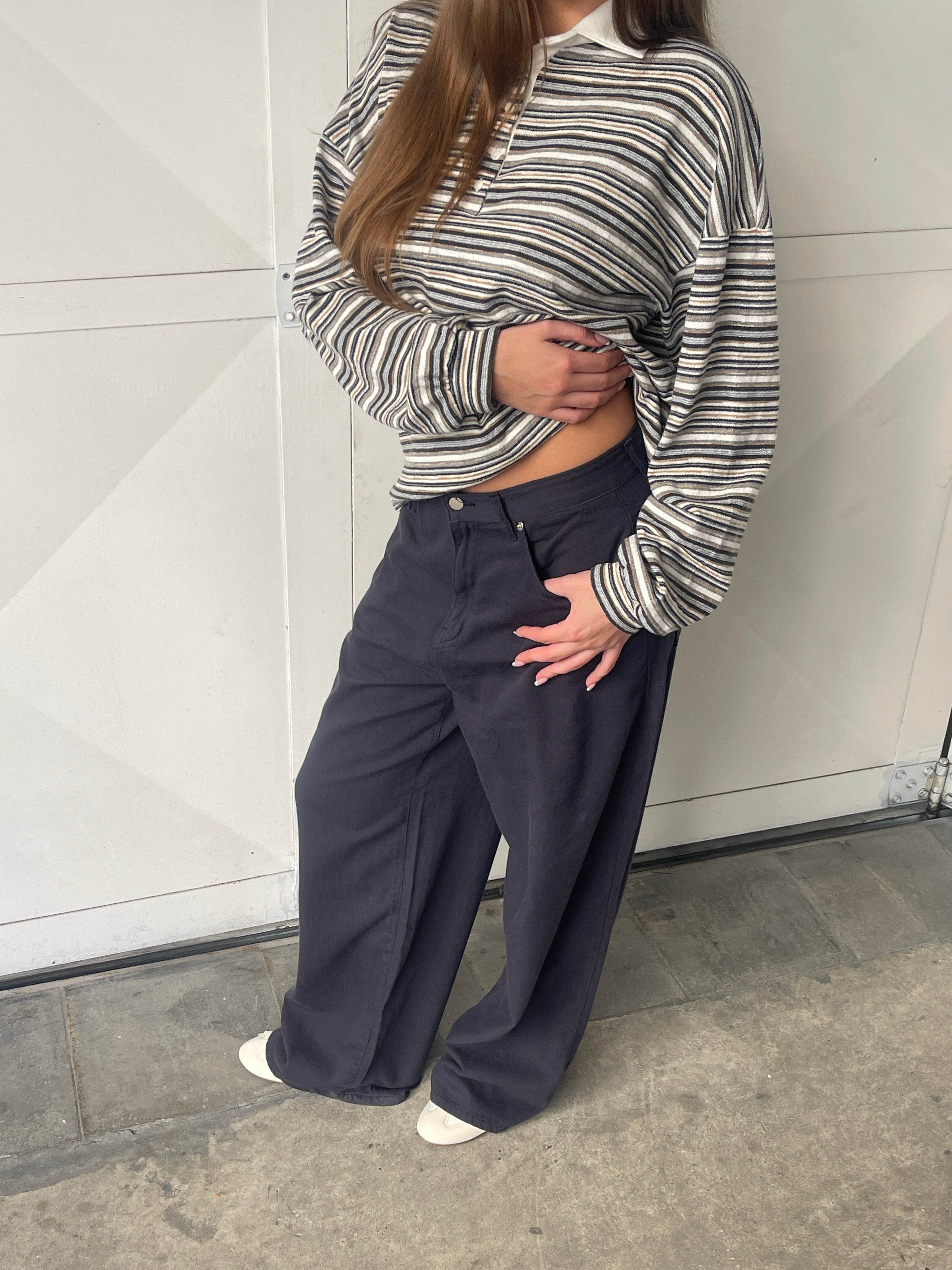 Calça Pantalona Larga Azul Marinho