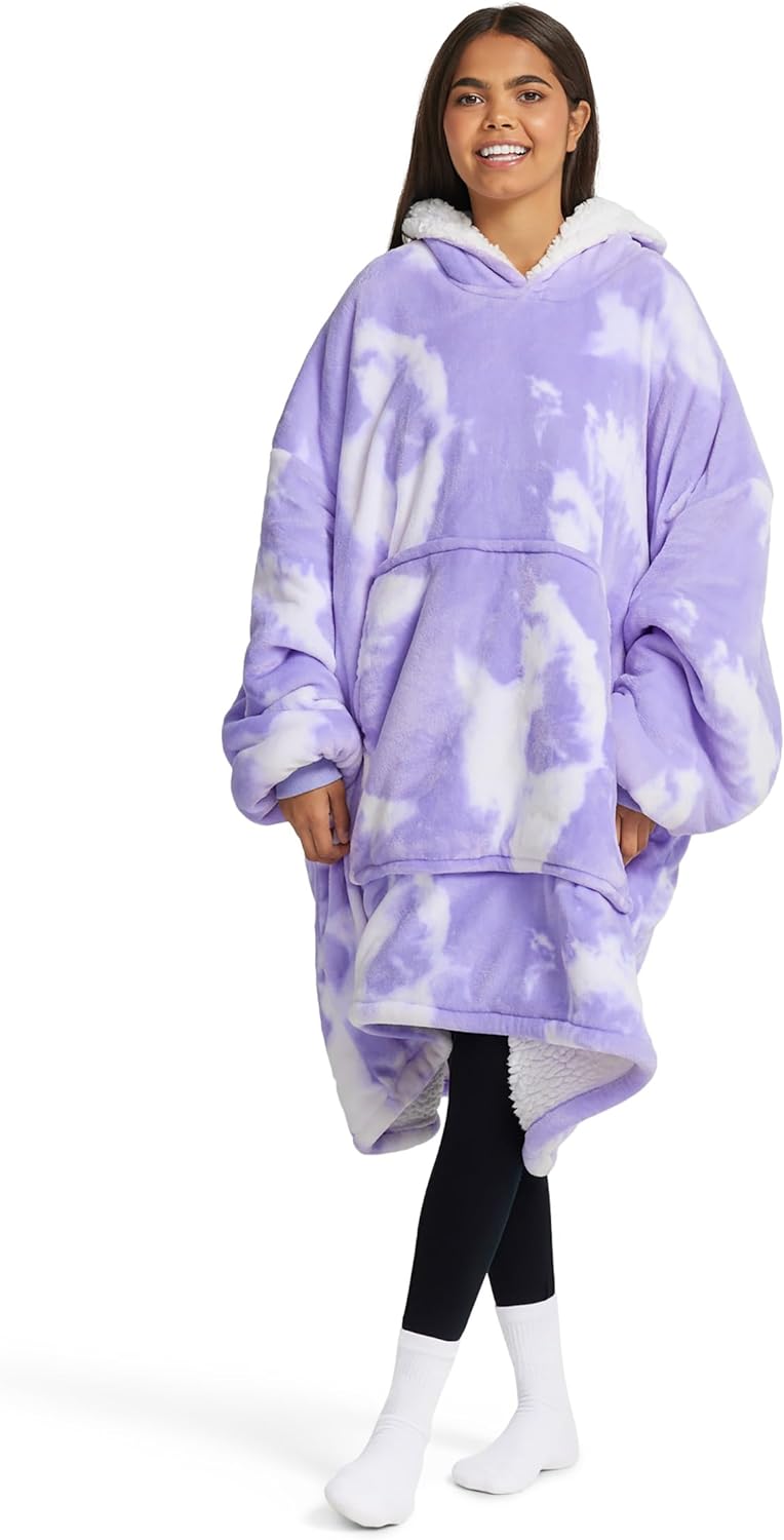 Moletom Oversized Com Capuz Roxo Nuvens